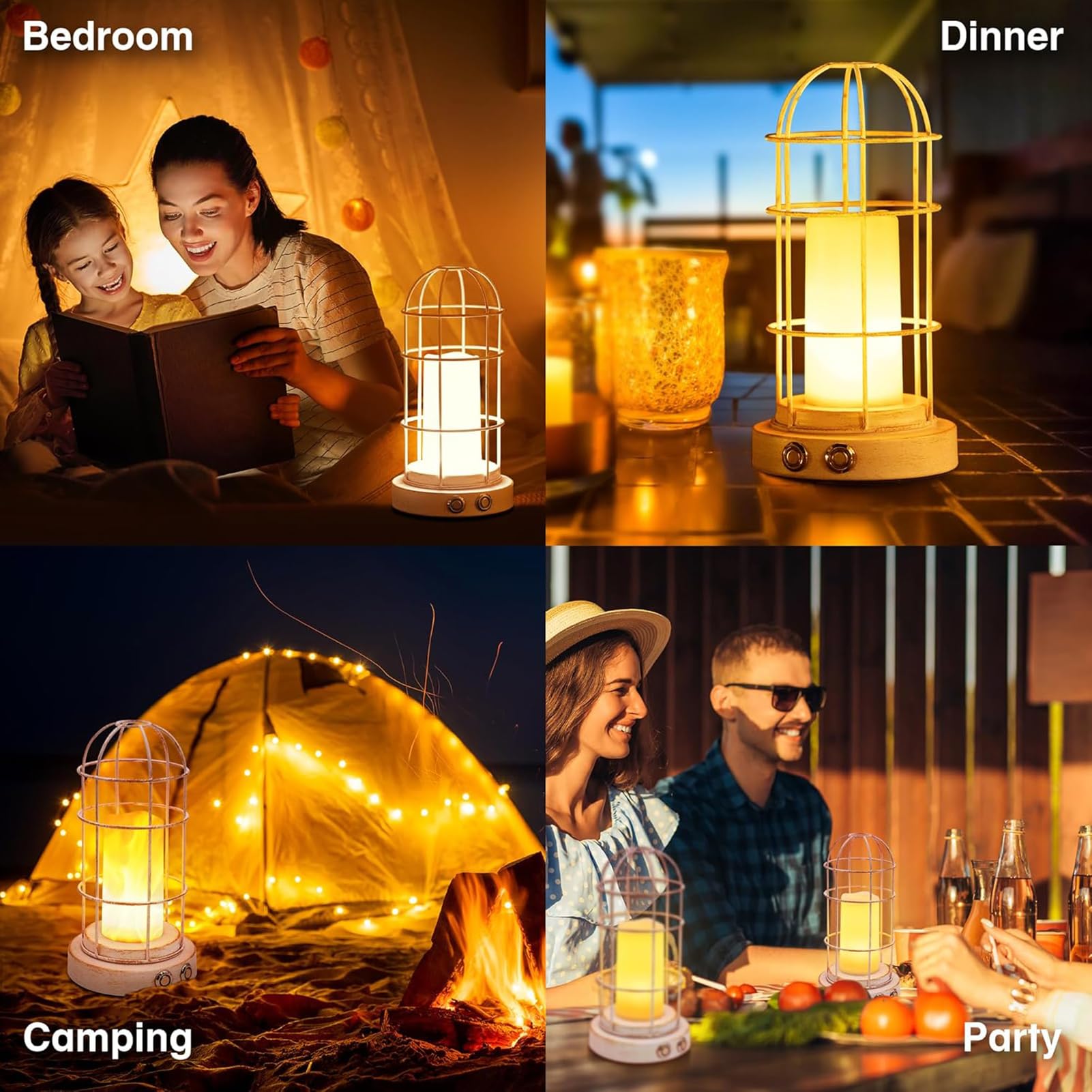 Touch Control Tischlampe, Schlafzimmer Nachtlichter Kleine Nachttischlampe Tragbare Wiederaufladbare Kabellose Lampe (WHITE)