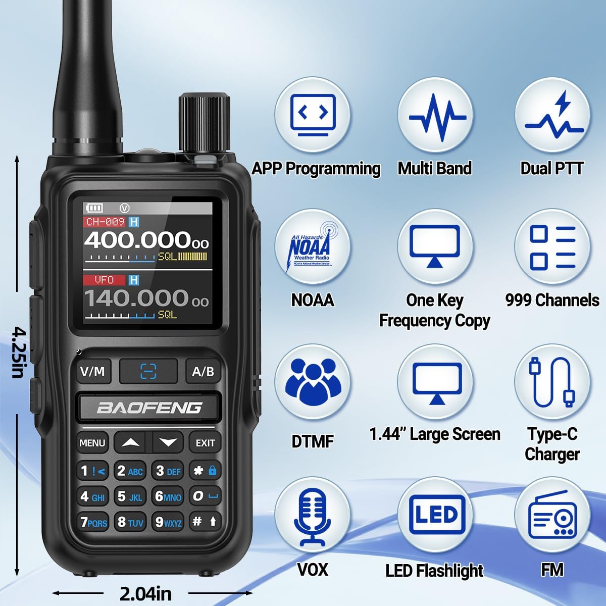 BAOFENG Radio UV-5R MINI Ham Radio Handheld UV5R Walkie Talkies Long Range Rechargeable Emergency NOAA Weather Two Way Radios APP Programming Dual PTT USB-C Charger for Hiking Survival Gear,2 Pack