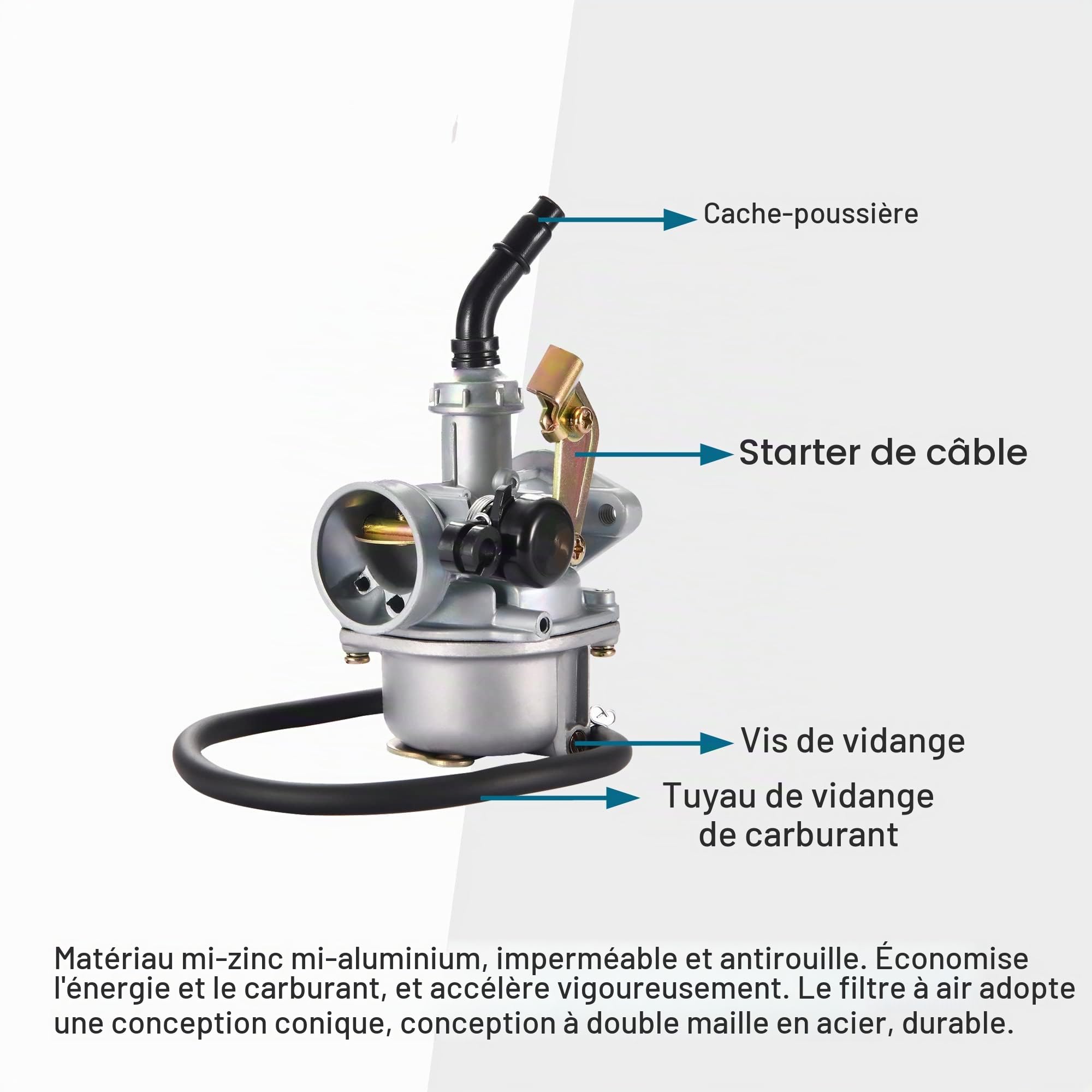 GOOFIT PZ19 Carburateur Avec Filtre d'Air Câble d'Étranglement Remplacement pour 50cc 70cc 90cc 110cc 125cc ATV Quad Go kart Dirt Bike