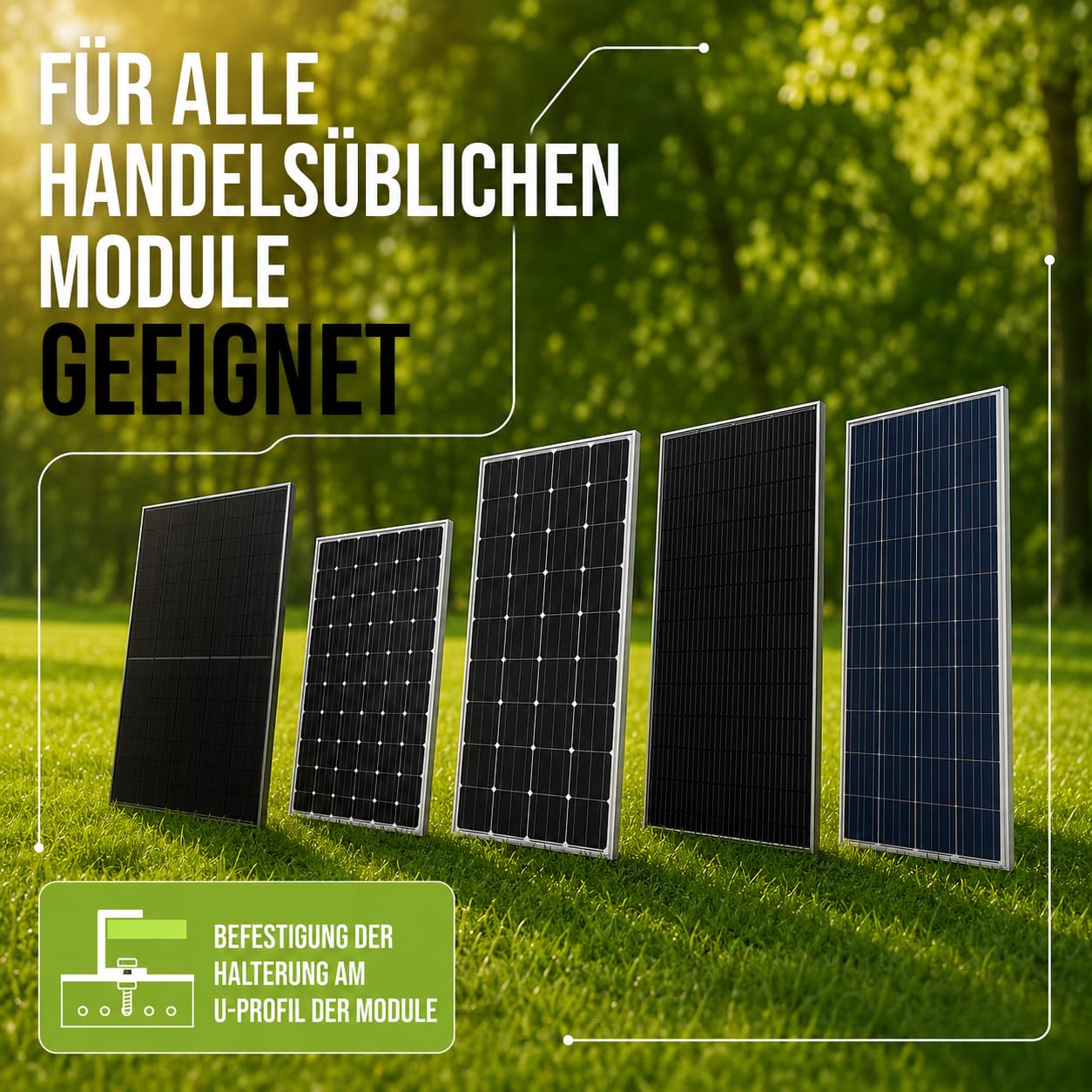 Drei Eichen - 4x Balkonkraftwerk Halterung.118cm stabiles 3mm Aluminiumprofil mit hochwertigen Edelstahl Schrauben für 2x Solarmodul Halterung. Befestigung für PV-Module Halterung Solarmodul 0% MwSt