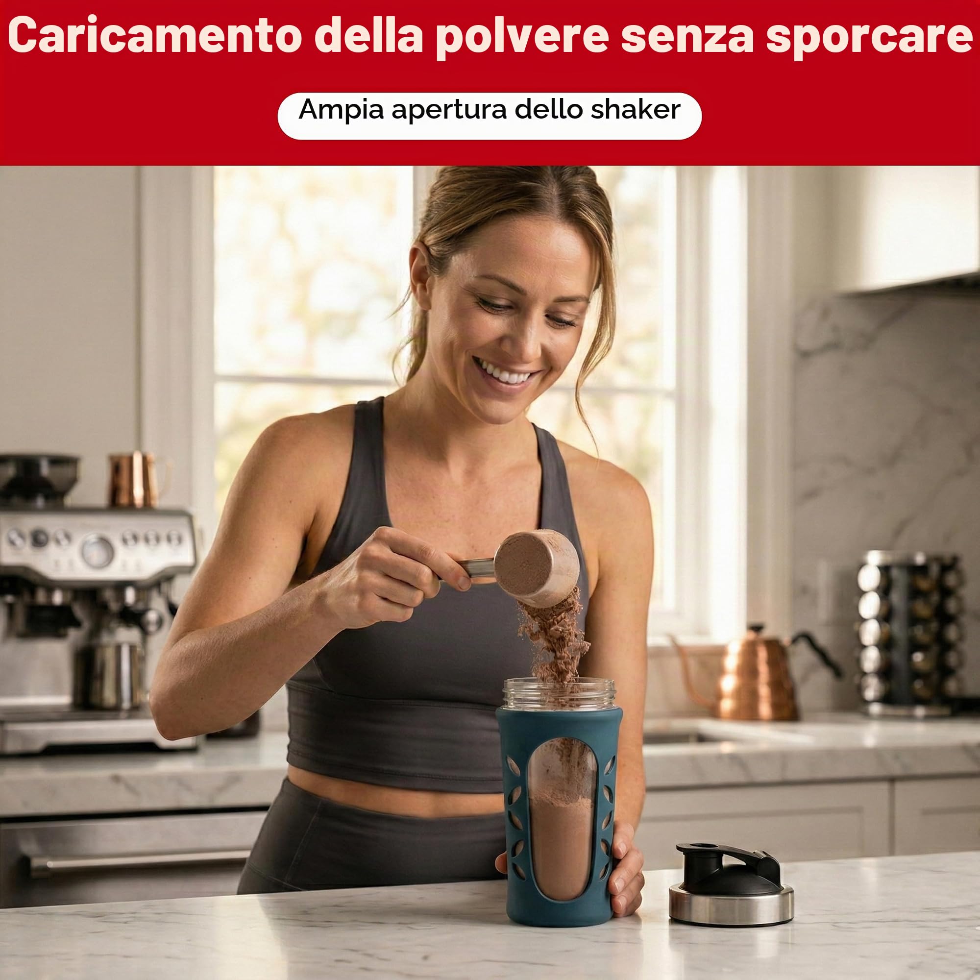 Shaker proteico da 635 ml/20 oz: shaker per proteine senza BPA, shaker per proteine a lunga durata, tazza per frullare le proteine e frullato – blu scuro