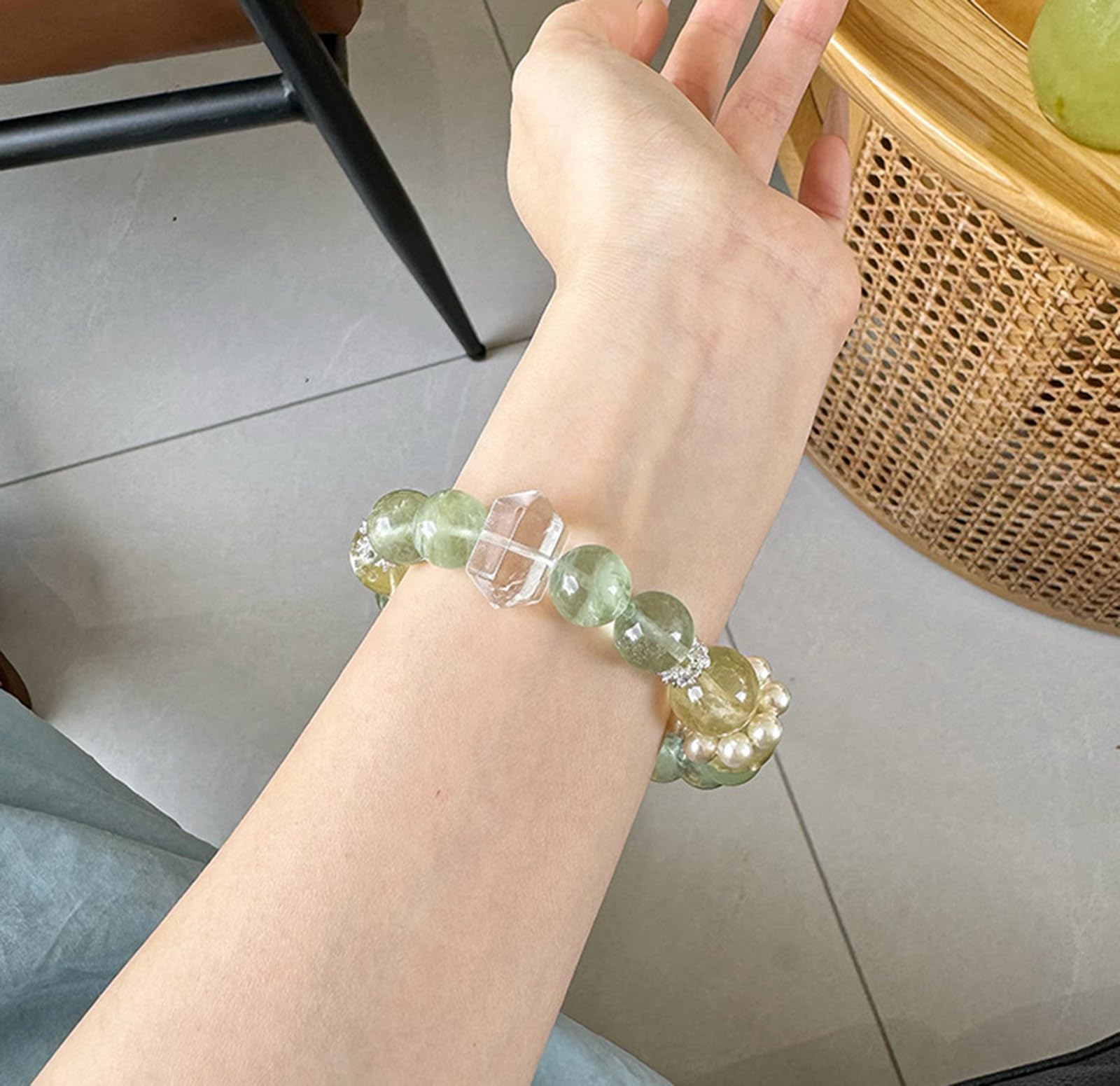 Bracciale di cristallo da donna, gioiello con perline di quarzo naturale