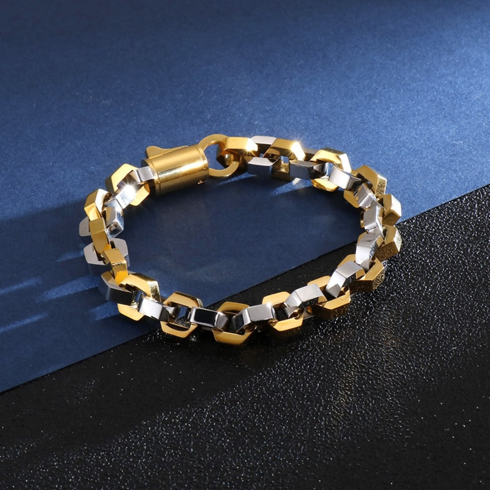 Bracciale a catena da uomo, gioielli a catena da uomo, bracciale geometrico in acciaio inossidabile per compleanno