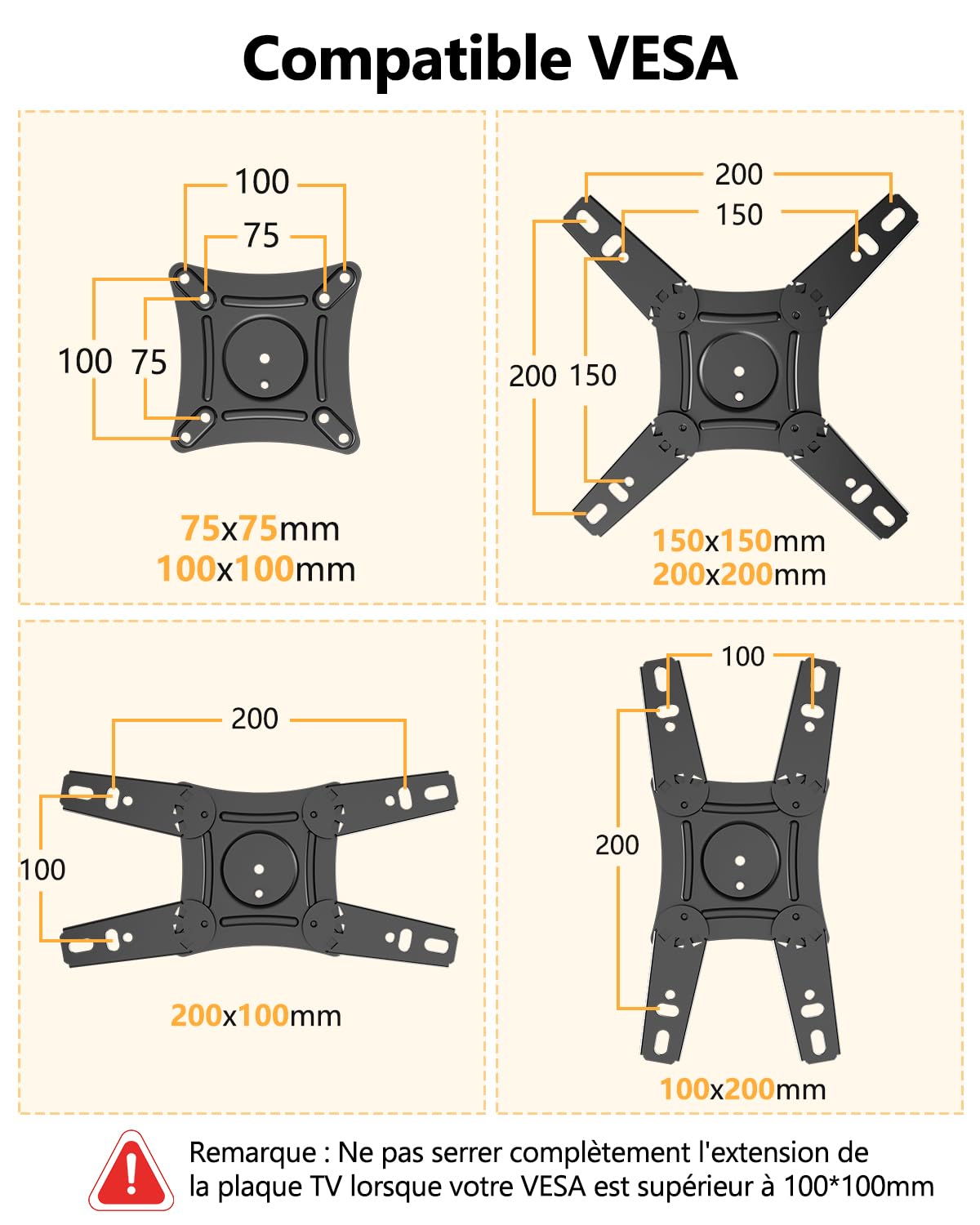 Support Mural TV à Extra Longue Portée 1036mm, [180°Rotation] [180° Pivotant] Support TV Mural Orientable et Inclinable pour Écrans & Monitors 13-43 Pouces LED LCD, Max VESA 200x200mm