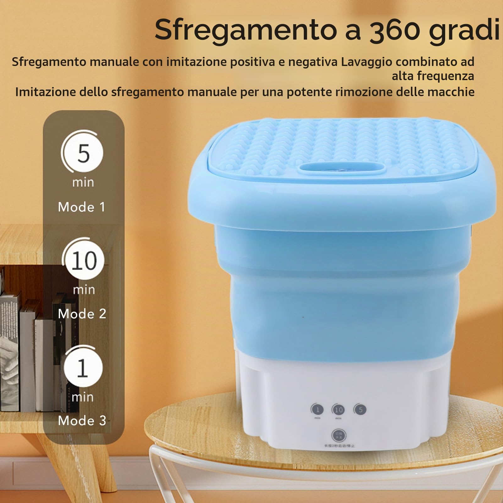 BEWINNER Lavatrice Portatile, Mini Lavatrice e Asciugatrice, Lavatrice a Secchio con Centrifuga, Lavabiancheria Pieghevole per Calzini per Studenti, Dormitorio, Campeggio, Viaggi