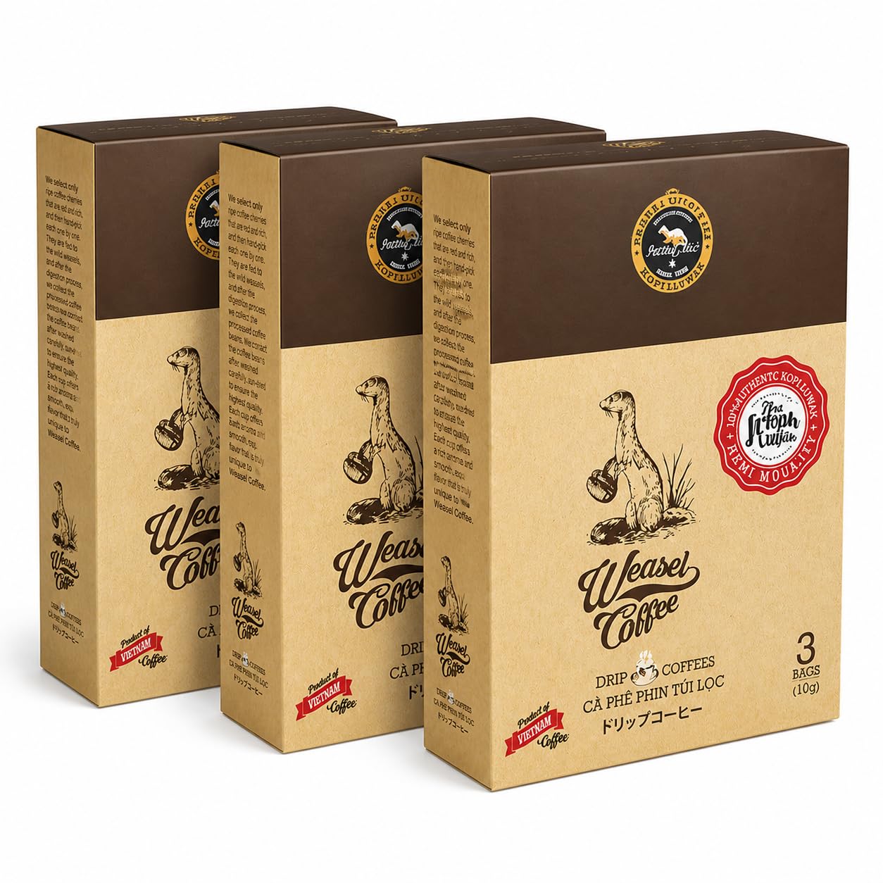 Amazon.co.jp: イタチコーヒー 13g×3パック Weasel Coffee HuongMai