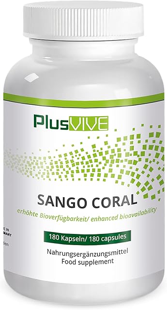 Plusvive Sango Coral Capsules with Bioavailability Matrix, (1100 mg), 180 capsules, high in Calcium & Magnesium 2:1, vegan