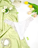 Vista 3 de Ropa interior para mujer, tangas de encaje floral, bragas de cintura media