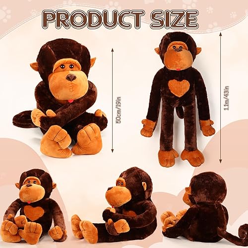 Miniatura 2 de Shappy Mono de peluche grande de 43 pulgadas, gran regalo para niños, niñas y amigos