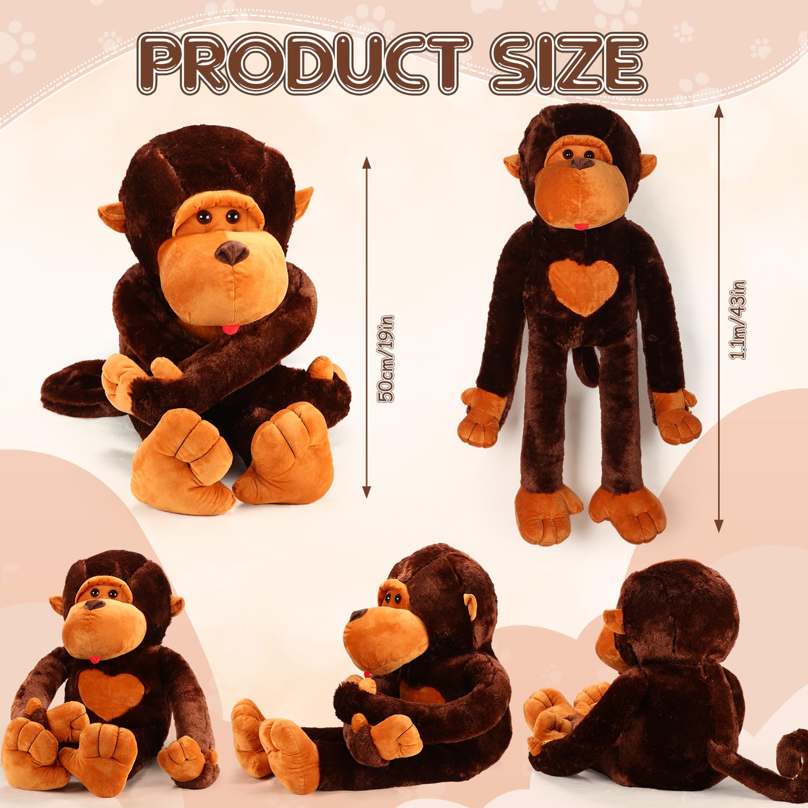 Amazon.com: Shappy 43 Inch Giant Stuffed Monkey Extra Large Monkey