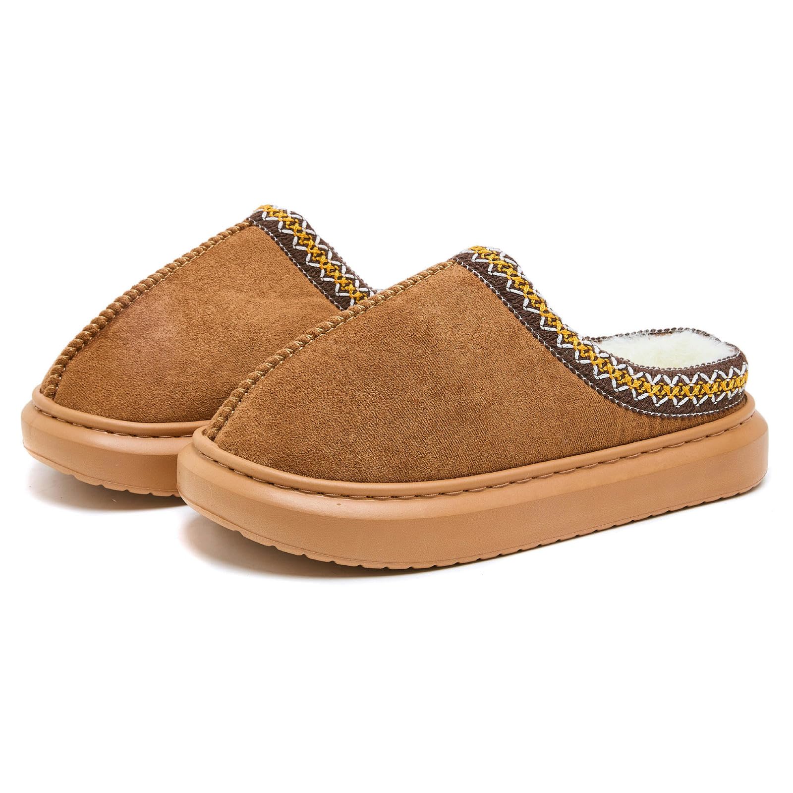 Pantofole Autunno E Inverno Baotou Etnic in Stile Plifori di Cotone per Uomini E Donne Coppia Calsa con Pantofole di Cotone con Saldatura Spessa-Marrone Scuro-40-41