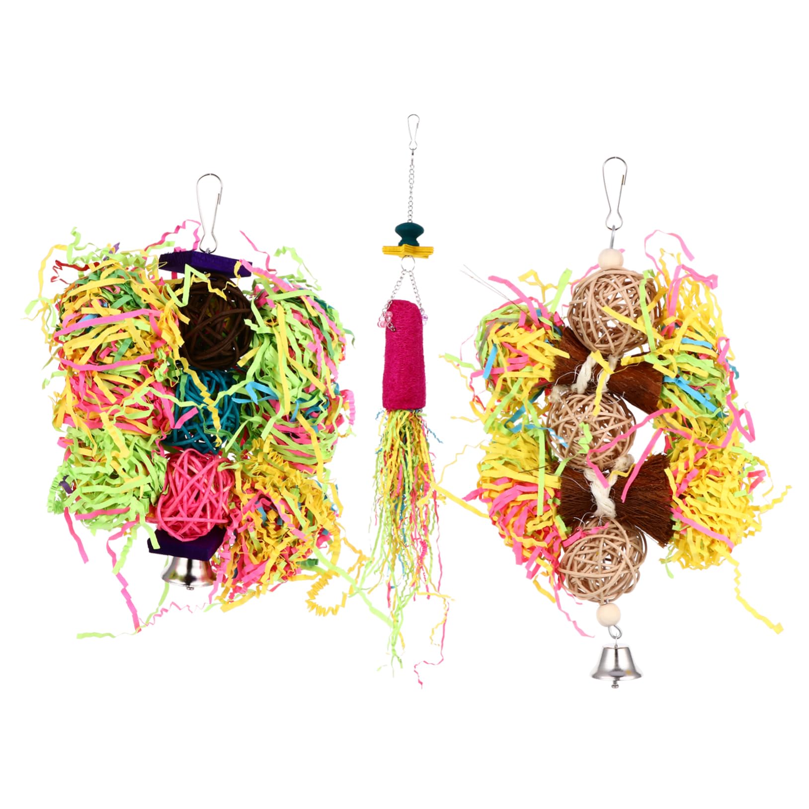 BESPORTBLE 9piezas Juguetes Colgantes para Aves Juguetes Masticables Coloridos para Periquitos y Loros Accesorios Interactivos para Jaulas De Aves