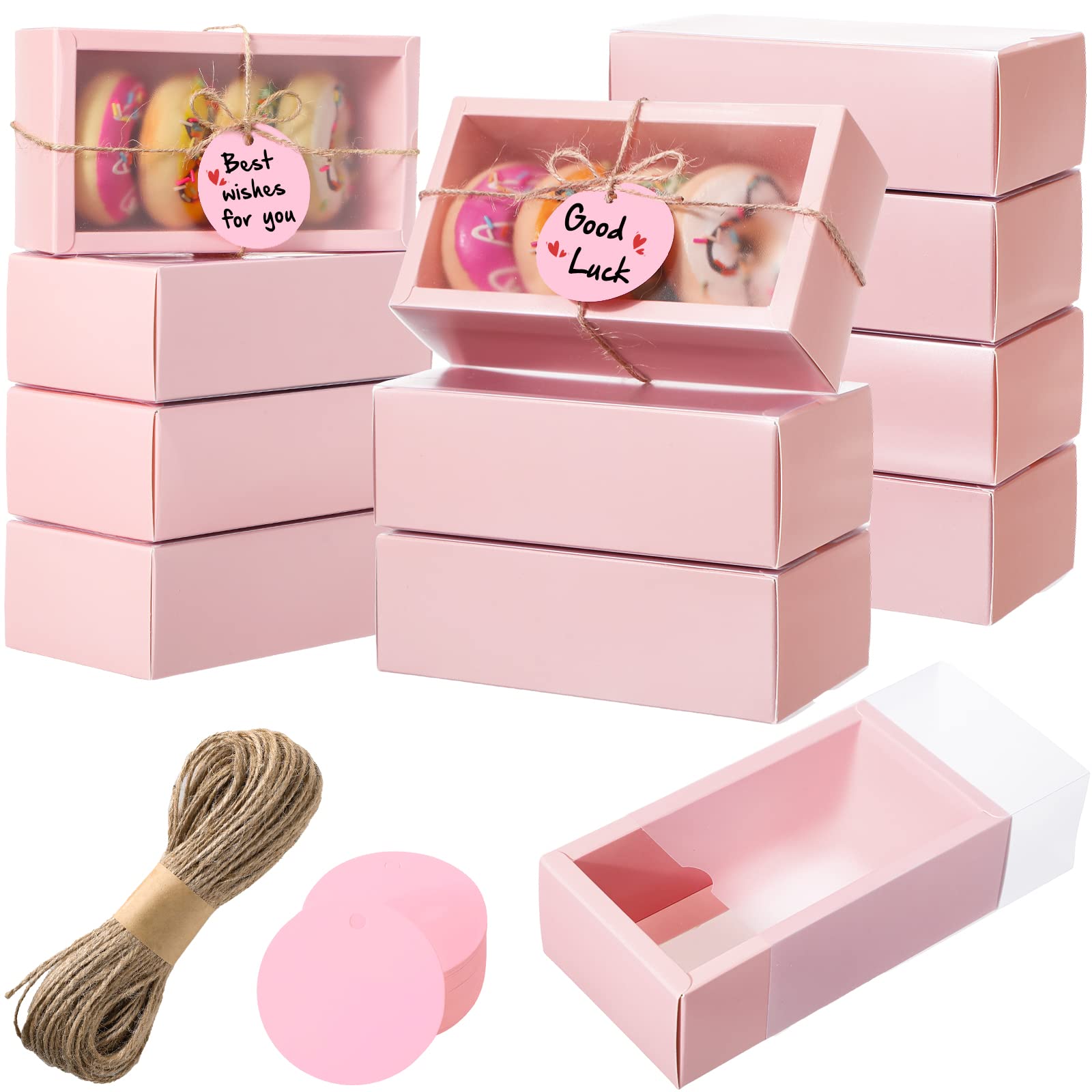 50 Sets Rectangle Kraft Paper Drawer Boxes with Window Homemade Soap ...