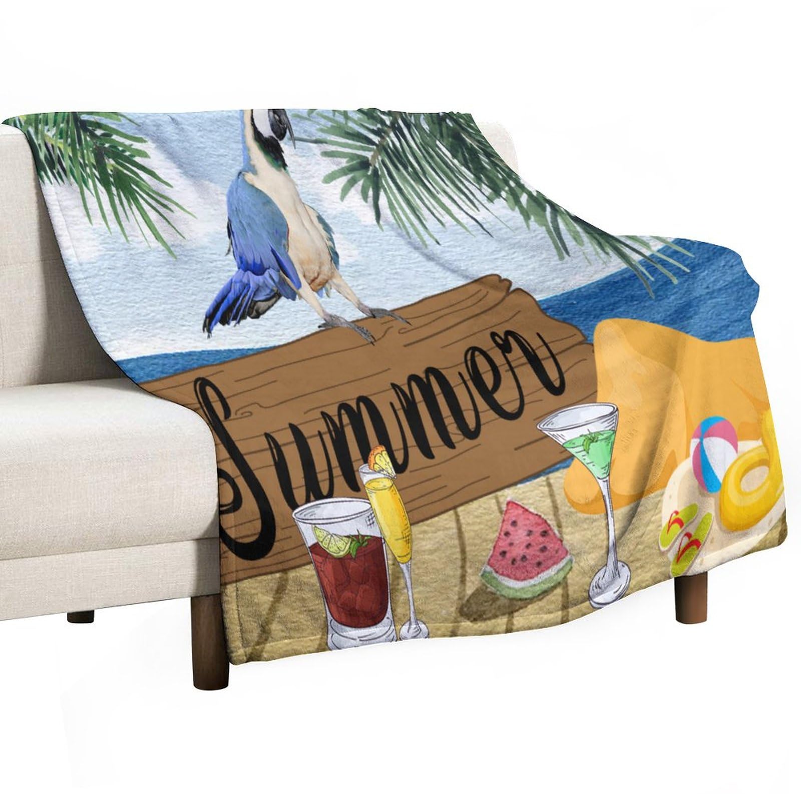 Manta de guacamayo de forro polar suave para tardes de películas y descanso en el sofá