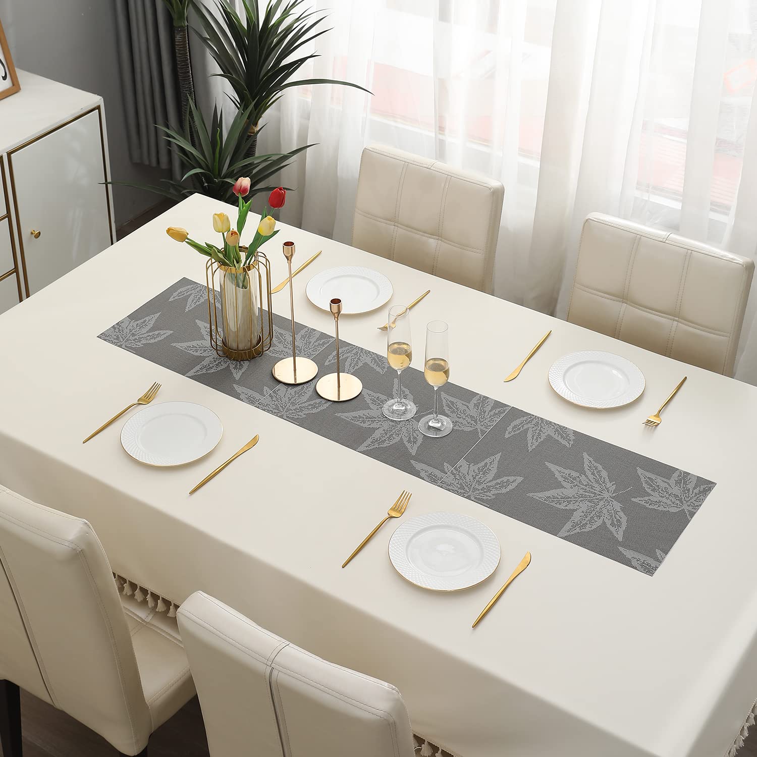 HOKIPO Geometric Grey Placemats - Set of 6 -9