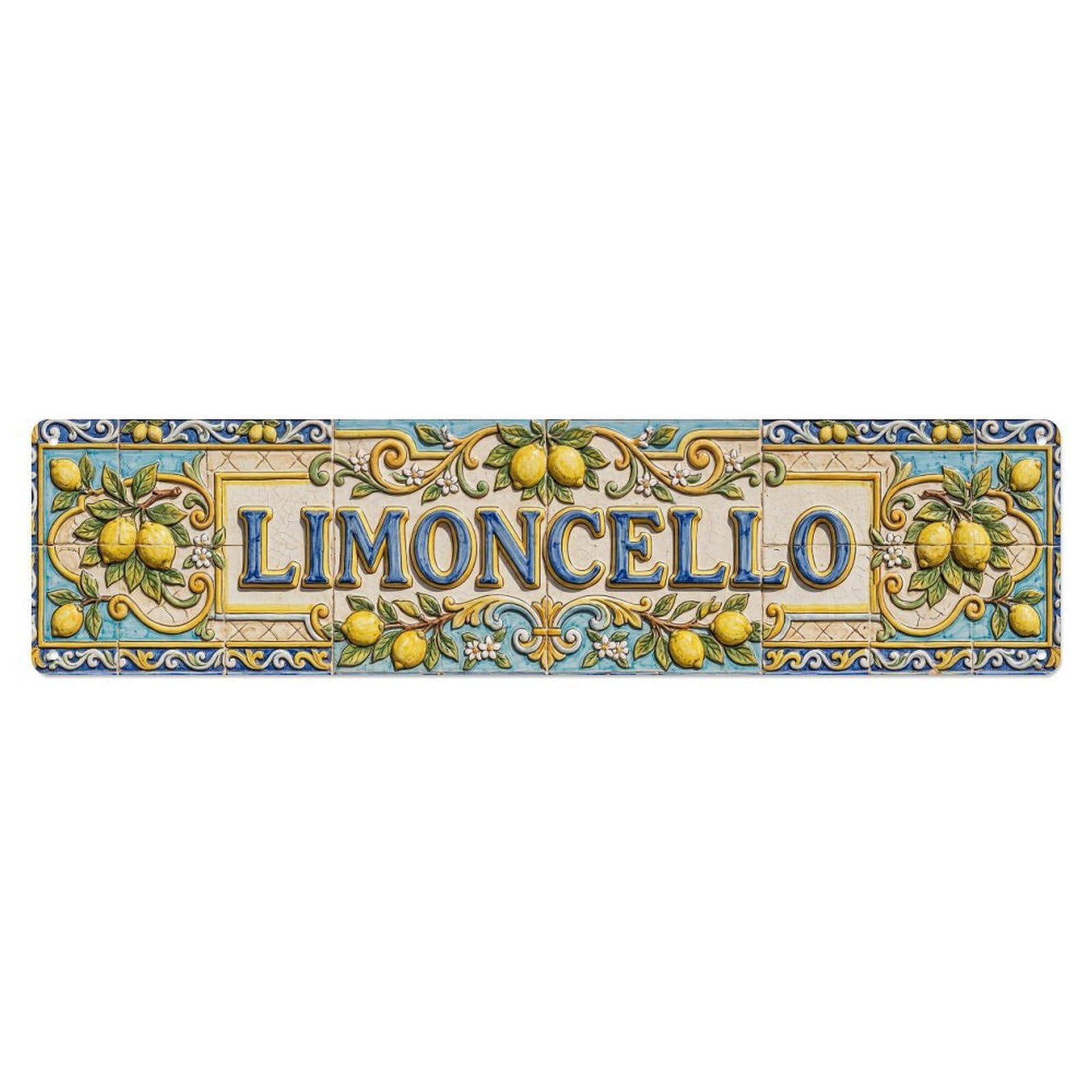 Gtthok Vintage Style Vintage Limoncello Ceramic Italian Lemon Metal Tin Sign Plaque Wall Decor For Cafe, Club, Garden Metal Poster 4X16inch
