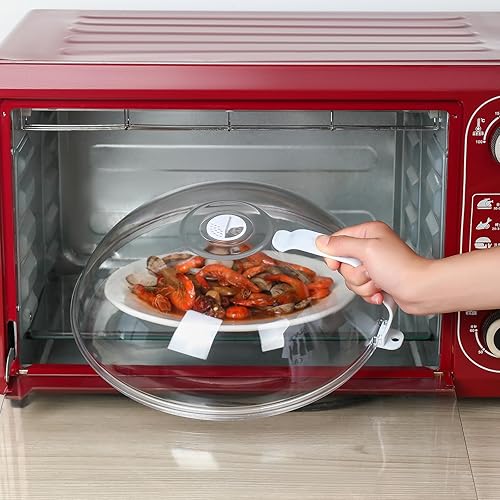 Miniatura 4 de WENWELL - Cubierta antisalpicaduras para microondas para alimentos de 12 pulgadas, gran tapa transparente para microondas con asa, cubierta para