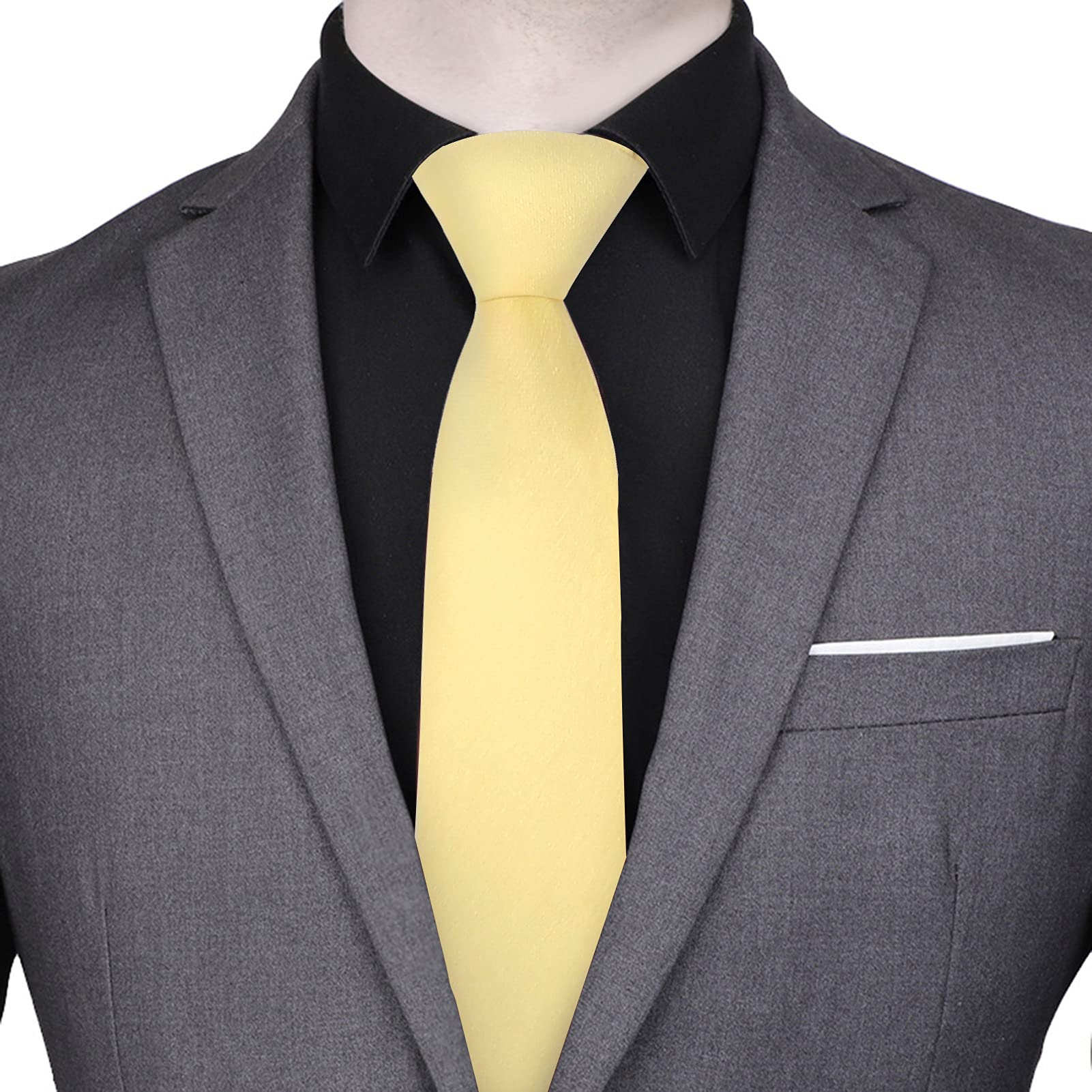 HOULIFE Corbatas para hombre, corbata sólida para hombre, corbatas delgadas de algodón a rayas para hombres, corbatas delgadas para hombre para fiesta de boda