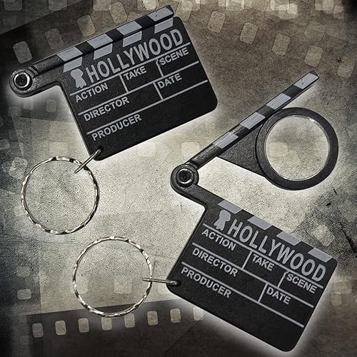 Miniatura 4 de ArtCreativity Hollywood Clapboard Llaveros, juego de 12, aplapper de elevación para revelar lupa, accesorios para llaves, mochila o libro de