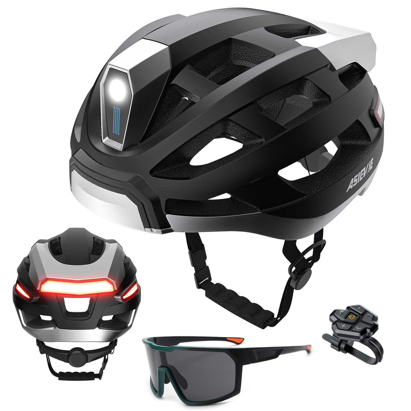 ASIEVIE Bike Helmet with Bluetooth, Smart Bike Helmet for Adults Men Women Built-in Speakers, Smart Communications Cycling Helmet with Polarized Glasses.