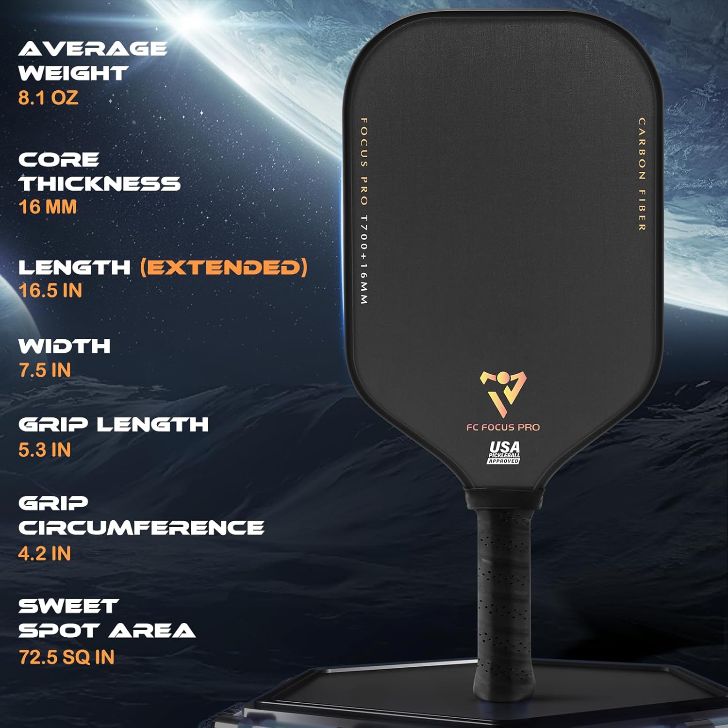 T700 Carbon Fiber Pickleball Paddles, Pickleball Set 16mm Pickle Ball Rackets with CMS Matte Surface Lightweight Honeycomb Core & Durable Edge Guard Protector Larger Sweet Spot - Image 2