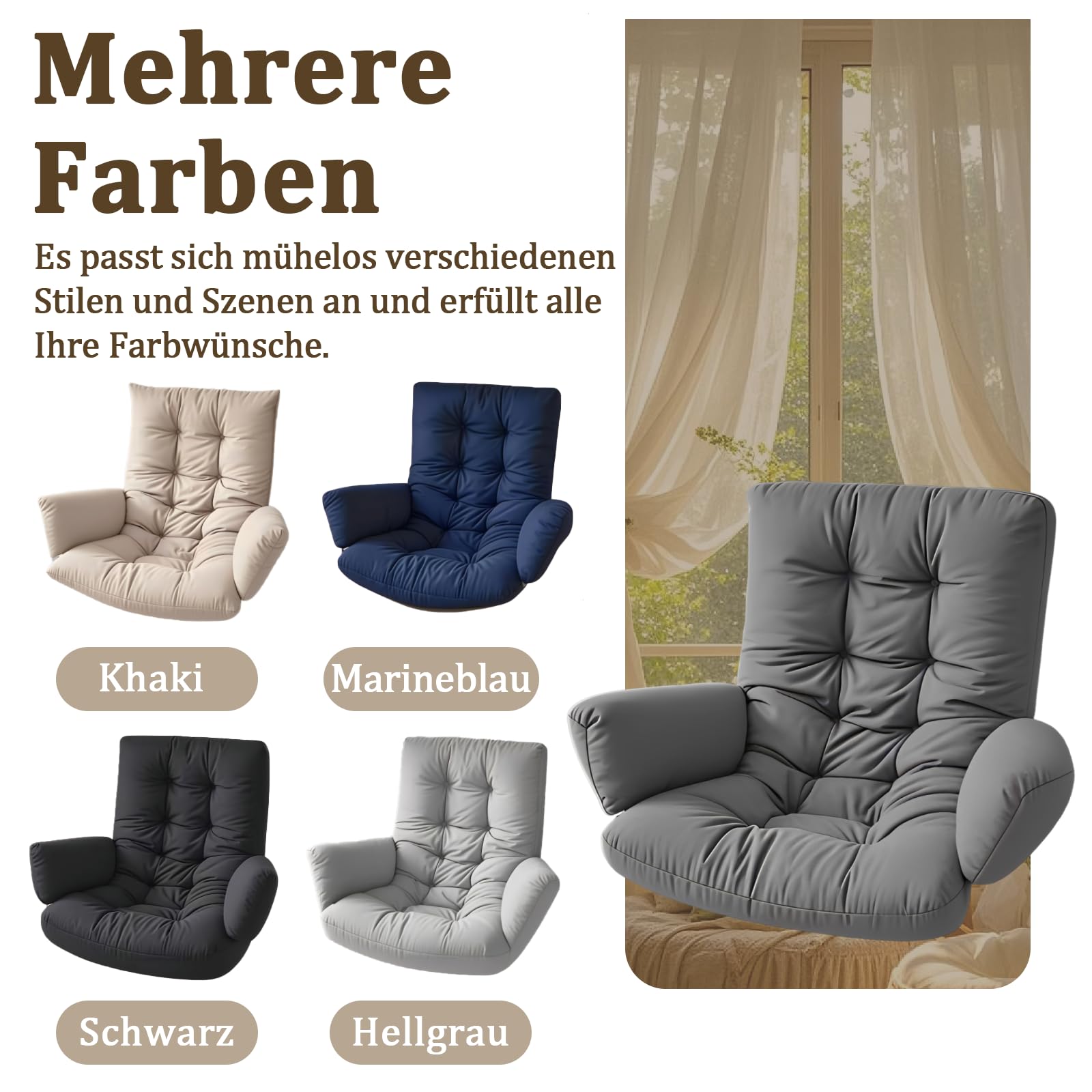 Hängesessel Kissen, 10cm Dicke Hängestuhl Sitzauflage, Garten Polster, Auflage für Hängeschaukel, Hängekorb Sitzkissen, Wasserdicht Schaukelstuhl Sitzkissen (Dunkelgrau)