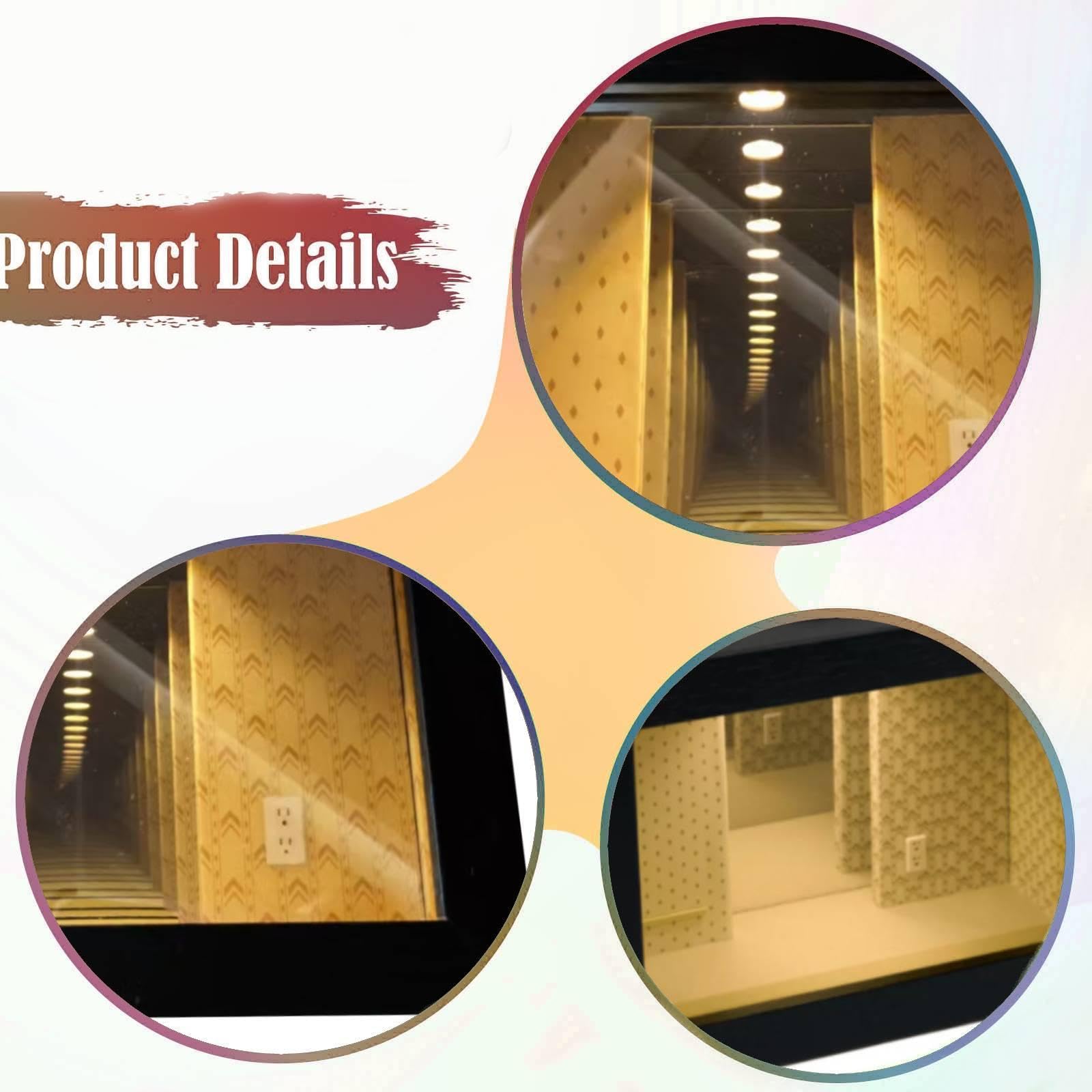 #N/A/a Marco de Fotos con Espejo 3D, Marco de Luz, Marco Decorativo para Mesa, Marco de Escritorio de Madera, óptica con Efecto de Profundidad.