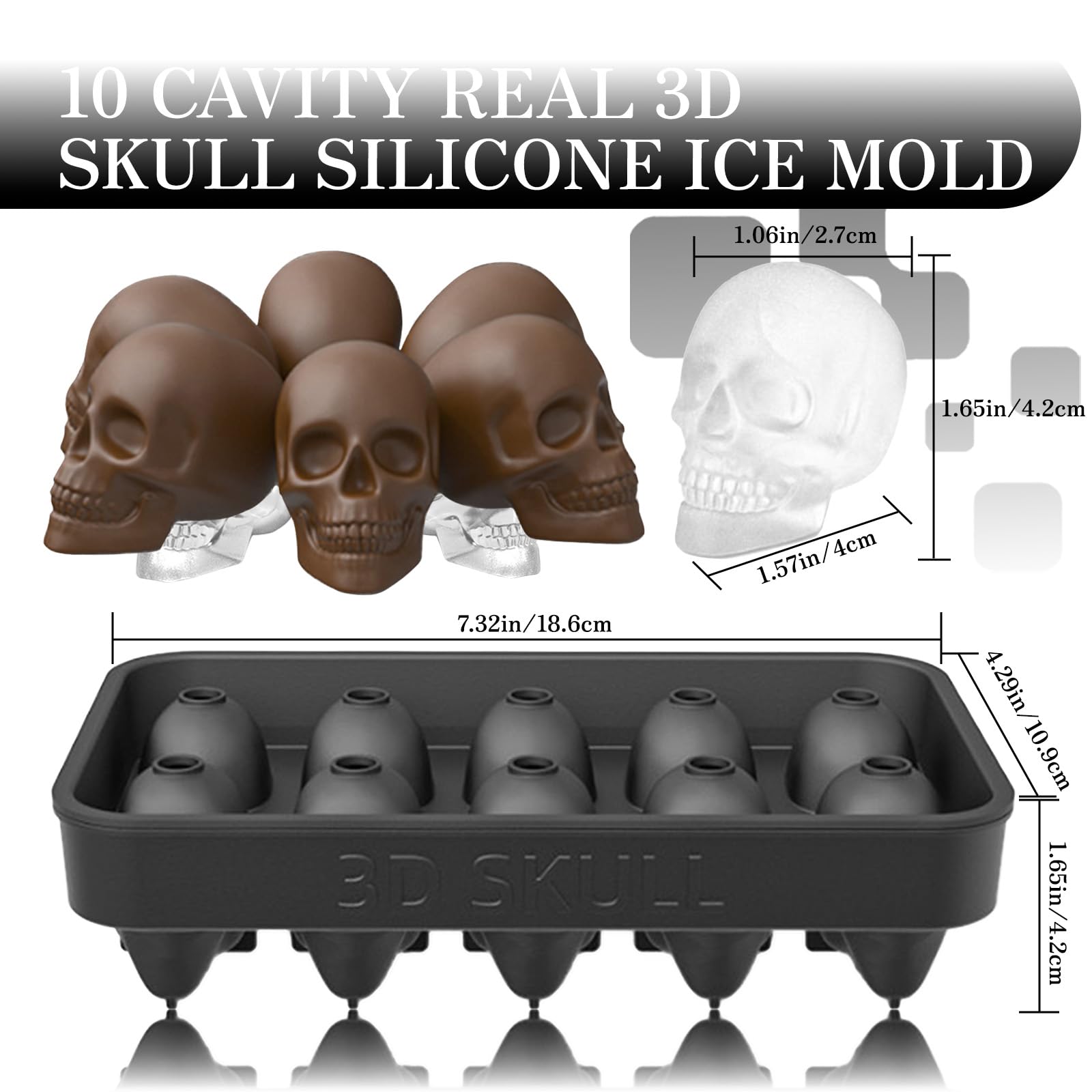 Totenkopf Eiswürfelform Aus Silikon - 3D Schädel Form Für Whisky & Cocktails