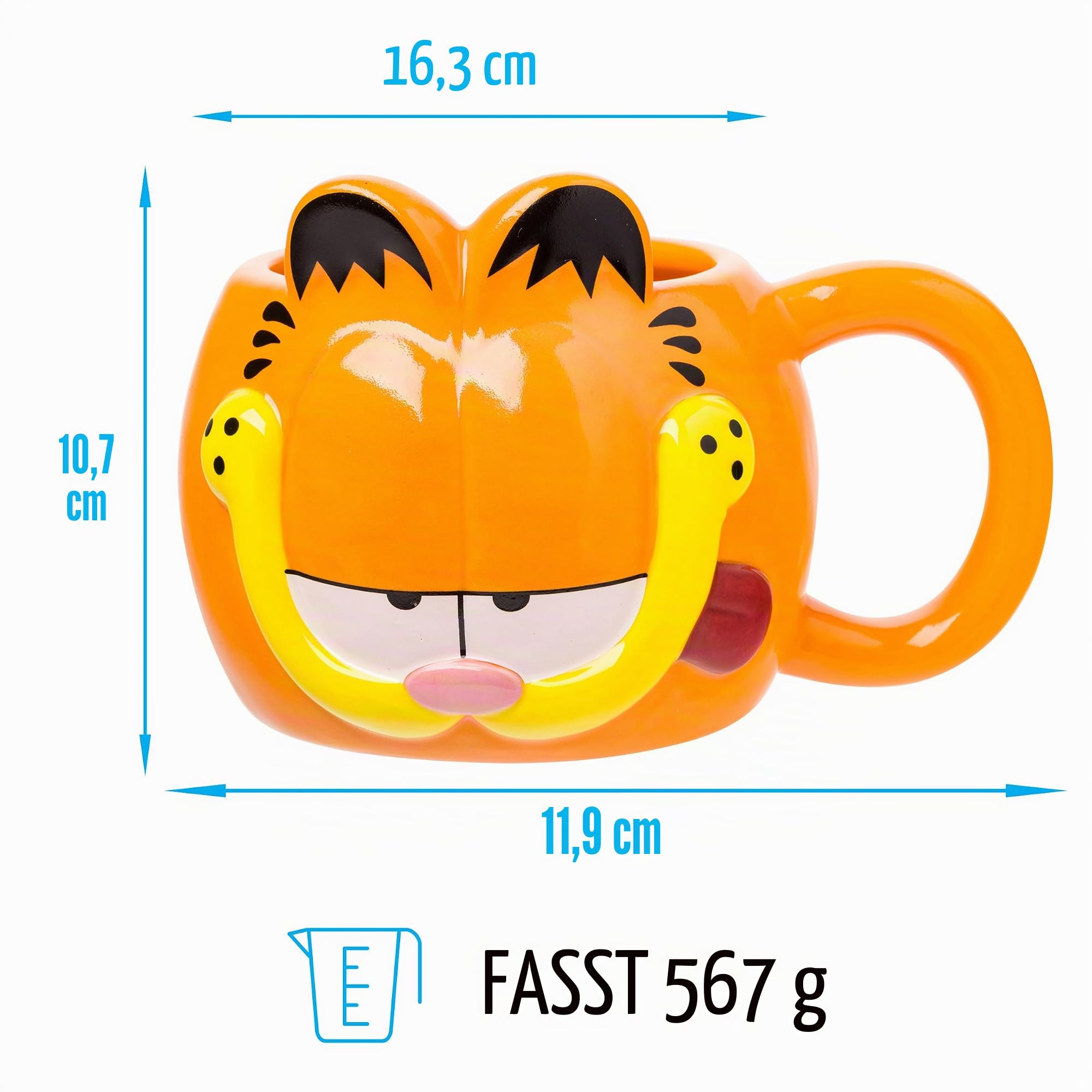 Silver Buffalo Garfield Keramikbecher, 3D-Form, 590 ml