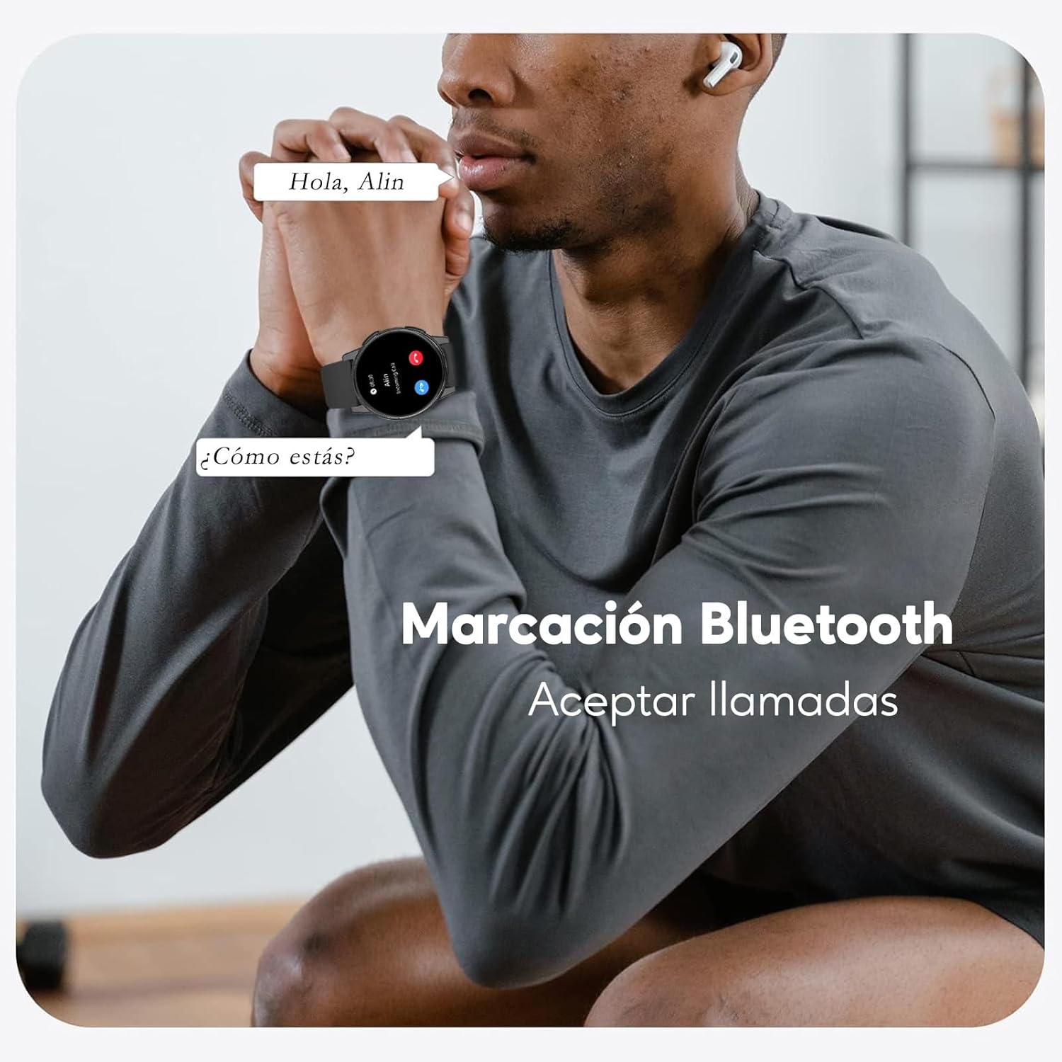 AcclaFit Reloj Inteligente Hombre Mujer con Llamadas Bluetooth, Smartwatch Esfera Redonda 1,38″ con 147+ Modos Deportivos, Pulsómetro, Monitor de Sueño, IP68 Impermeable, Compatible con Android iOS 6