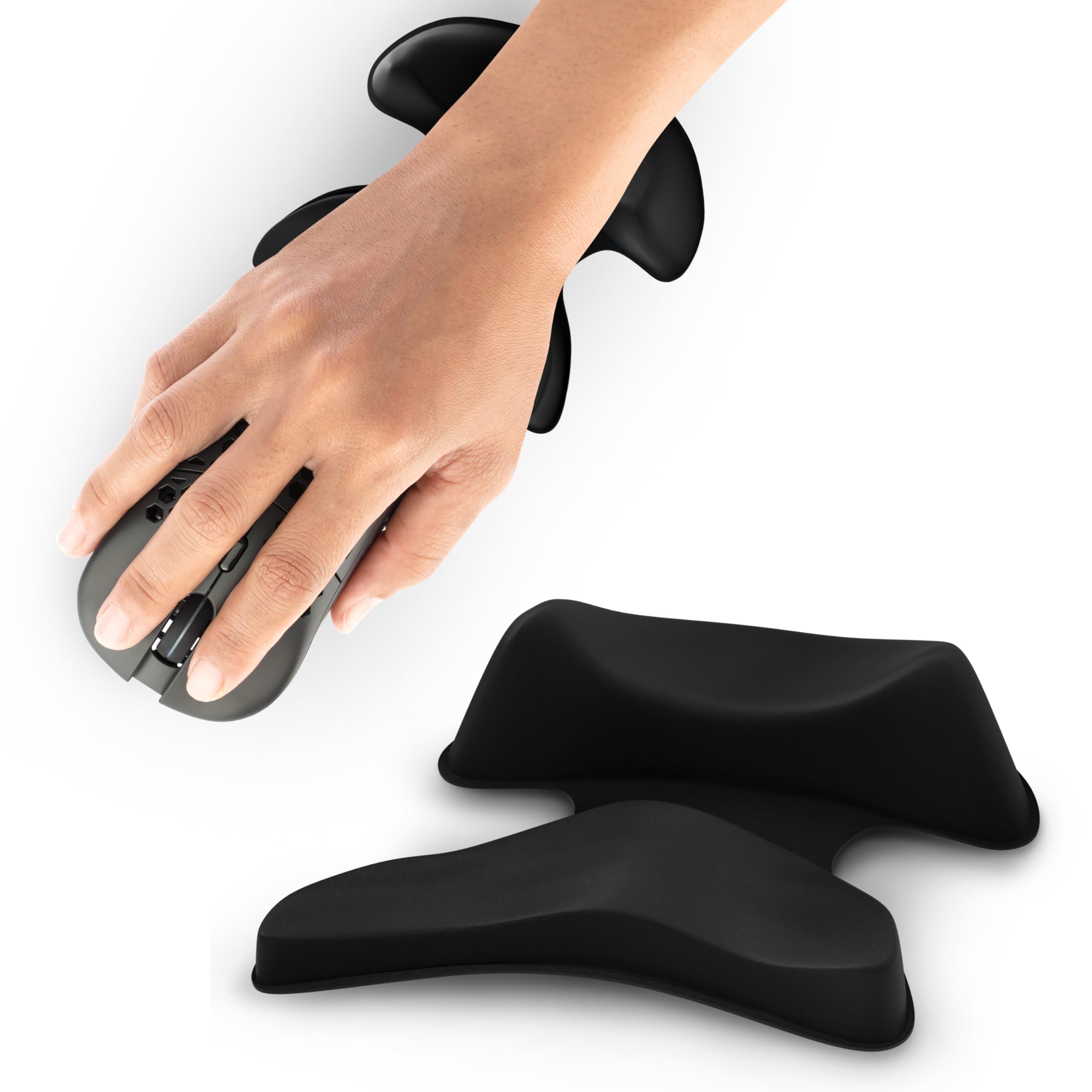 Ergonomiczna podkładka pod mysz na biurko, podkładka pod mysz, podparcie nadgarstka, gładka zakrzywiona konstrukcja, odporna na zarysowania, do gier, biura lub użytku domowego, czarna
