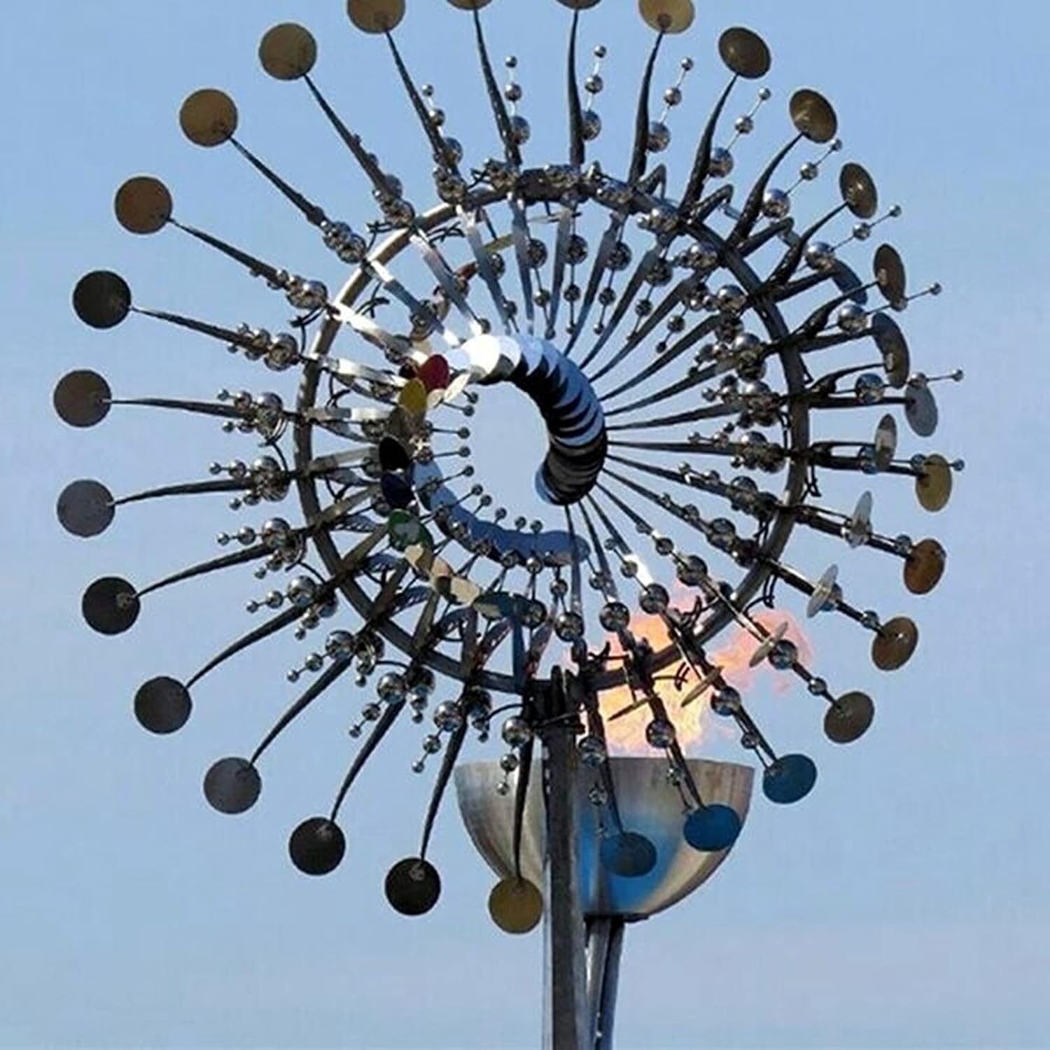 Unique and Magical Metal Windmill, 3D Wind Powered Kinetic Sculpture, Metal Wind Spinner Solar, Lawn Solar Wind Spinners for Yard and Garden, Wind Catchers Metal Outdoor Patio Decoration (12 inches)