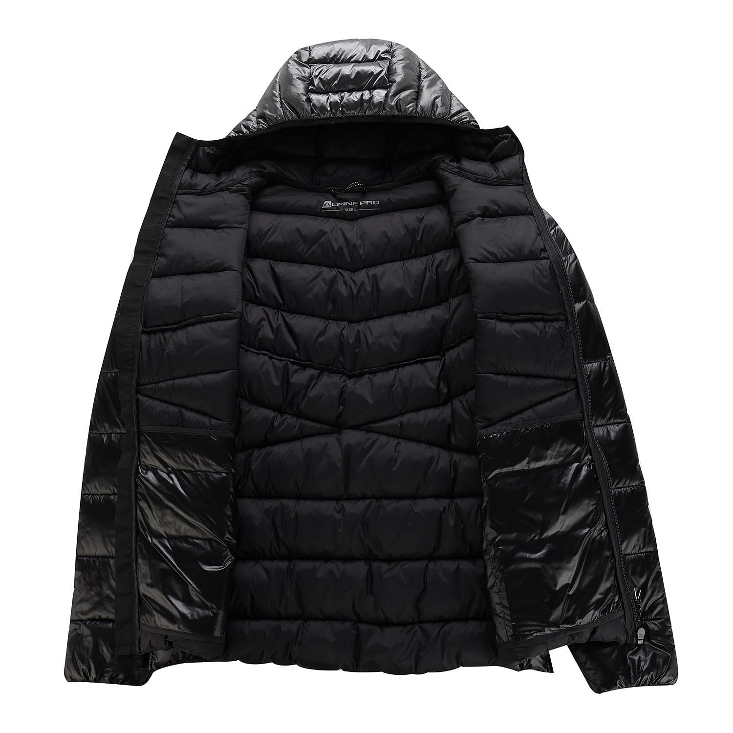 Alpine Pro Chaqueta de invierno ultraligera para hombre para la ciudad y la montaña ROG con revestimiento impermeable funcional WR y un fuerte aislamiento interior HI-THERM, Negro