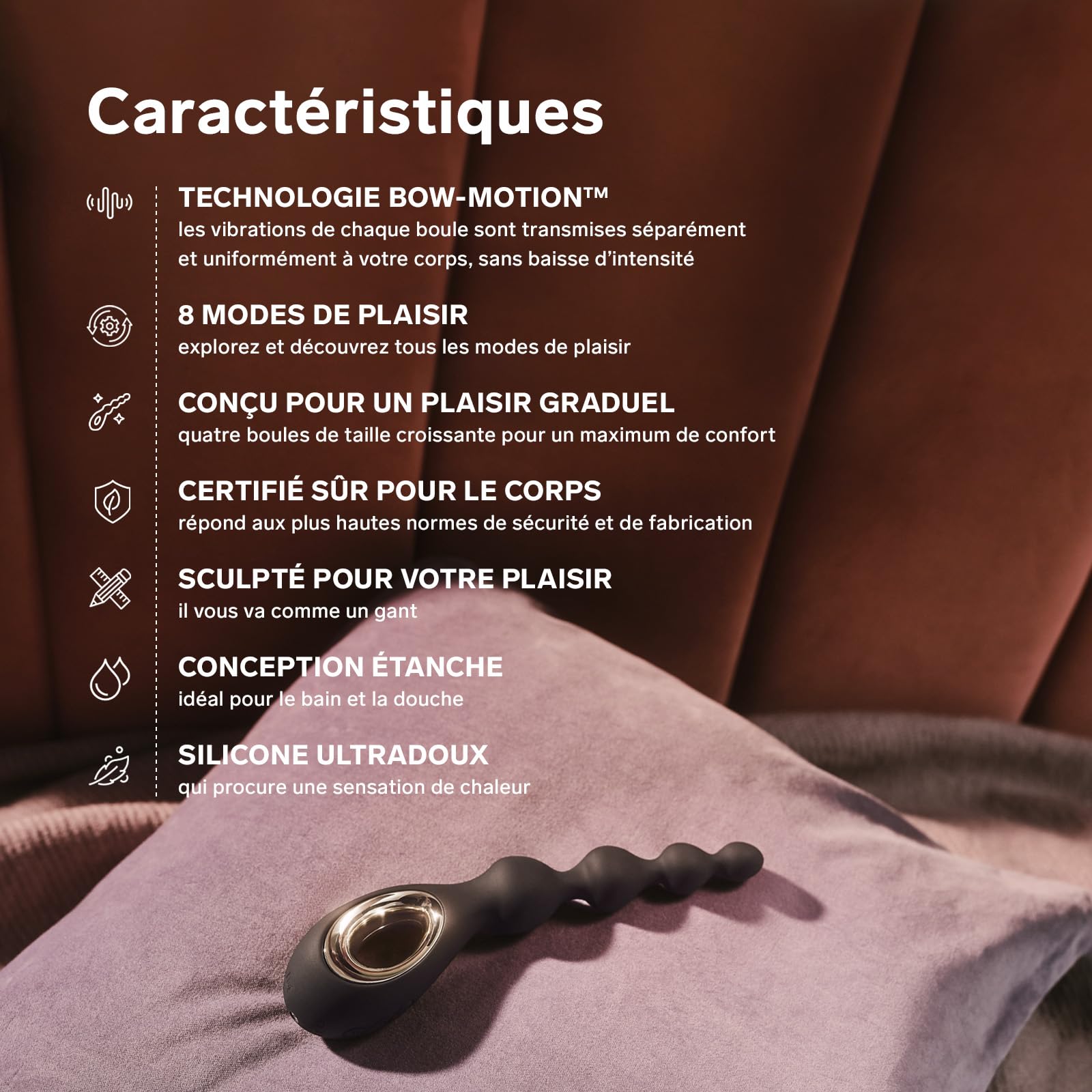 LELO SORAYA Beads Vibromasseur Anal avec Boules, Doté de la Technologie Bow-Motion et de 8 Modes de Plaisir, Perles Anales, Masseurs de Prostate, Black