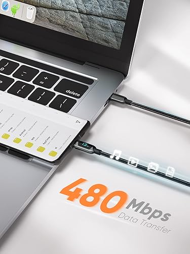 Miniatura 4 de CableCreation Cable USB C a USB C de 3.3 pies PD de 100 W con pantalla LED, cable USB C trenzado de carga rápida en tiempo real para iPhone 15, iPad
