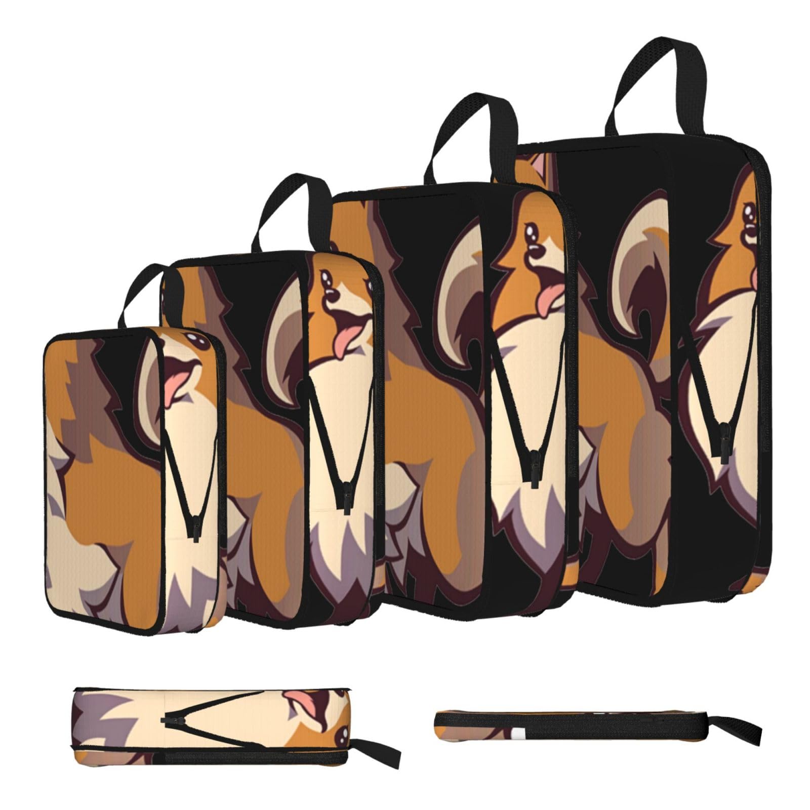 Dog Print 4 Set Compression Packing Cubes For Suitcases,Expandable Storage Bags Organizers
