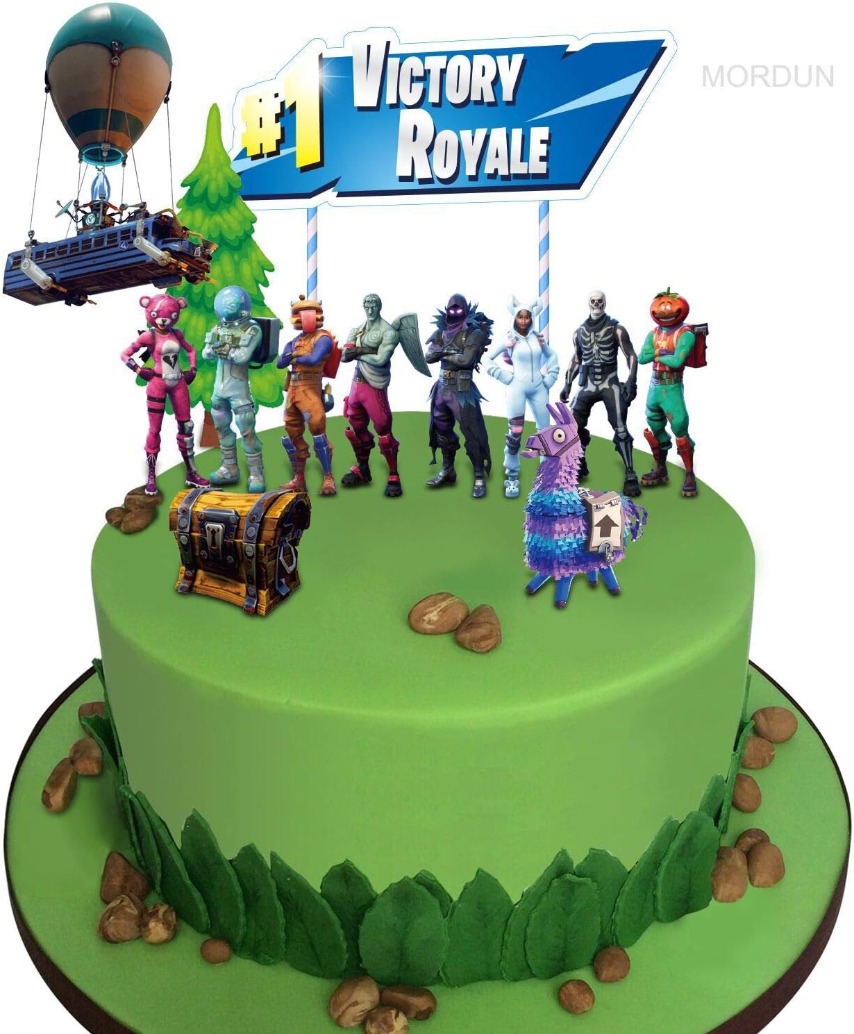 Video Game Cake Toppers Kit - Llama Loot Chest Cake Decorations - Birthday Party Supplies for Gamers Boys Girls Kids