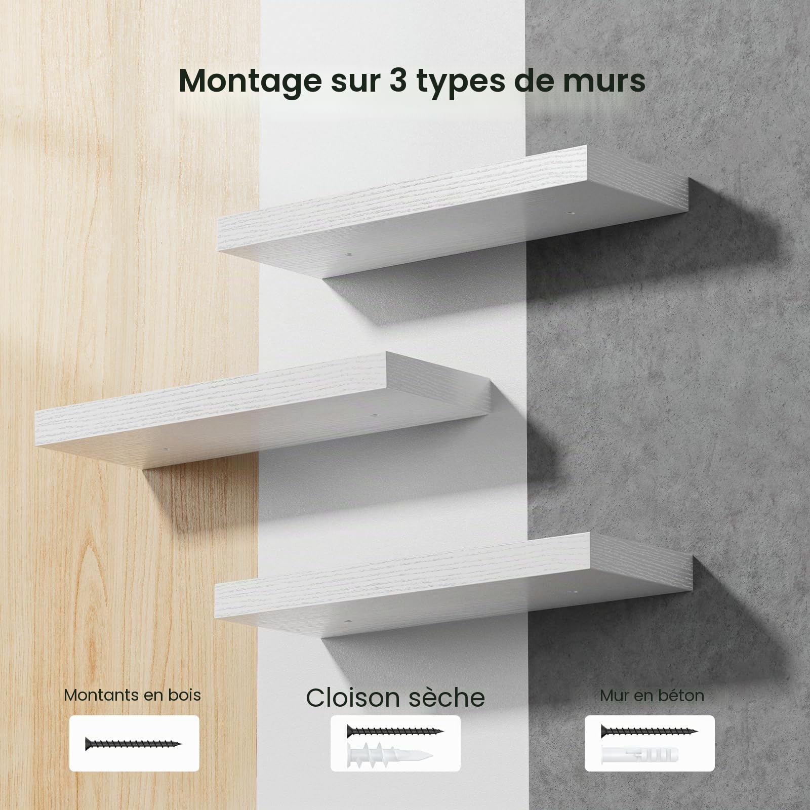 STOREMIC Étagère Murale Blanc, 40 cm Étagère Flottante