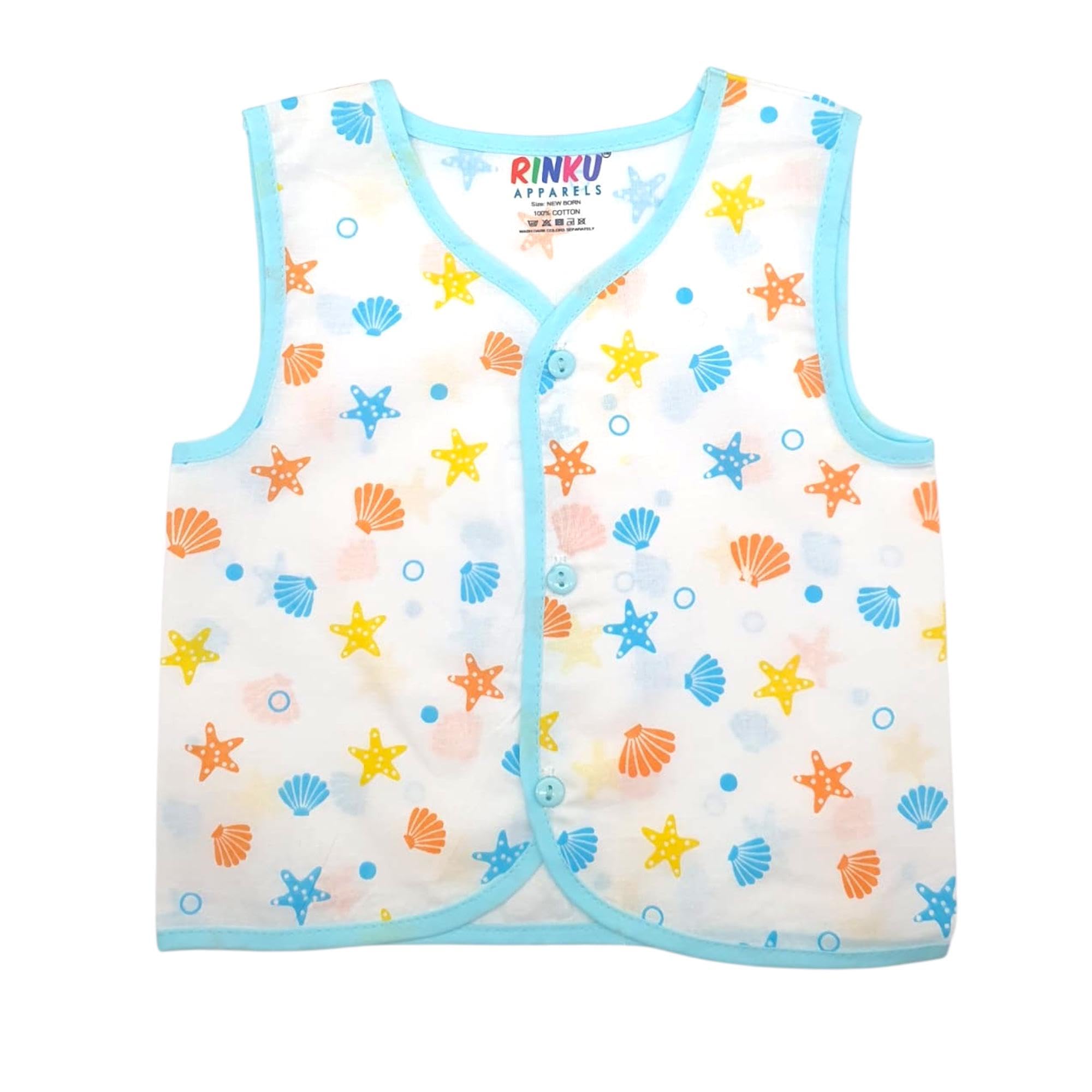 VIRTI MINI ME Soft Cotton Muslin Sleeveless Jhabla for Baby Boys | Regular Fit Vest for Infant Summerwear | Pack of 3 (Any 3) Multicolour 1