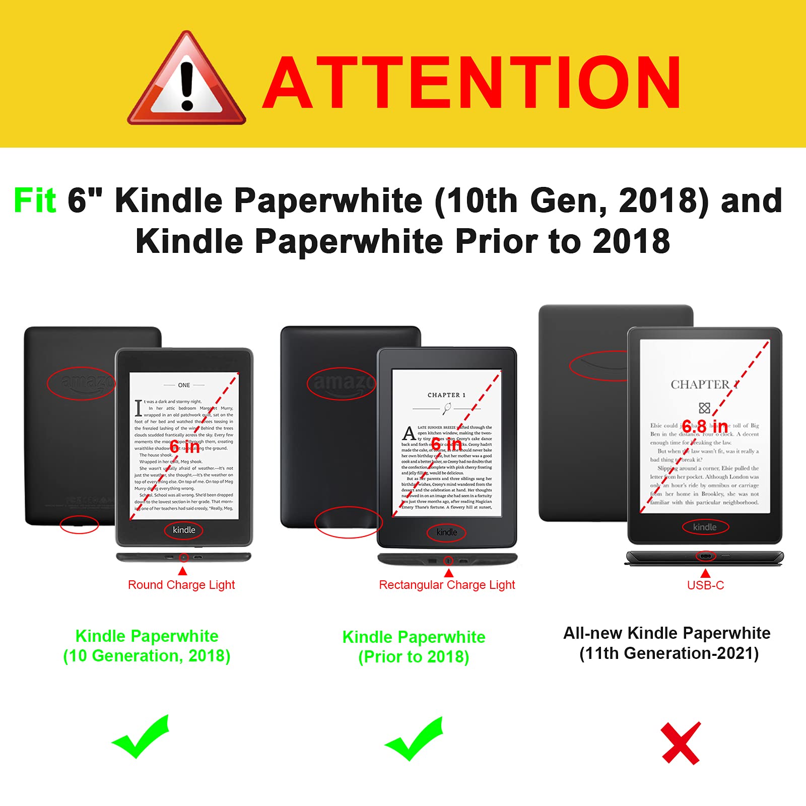 FINTIE Custodia per Kindle Paperwhite 6" 10ª Generazione 2018 2012-2017 PU Stand Cover con Card Slot Hand Strap Auto Sveglia Sonno Nero