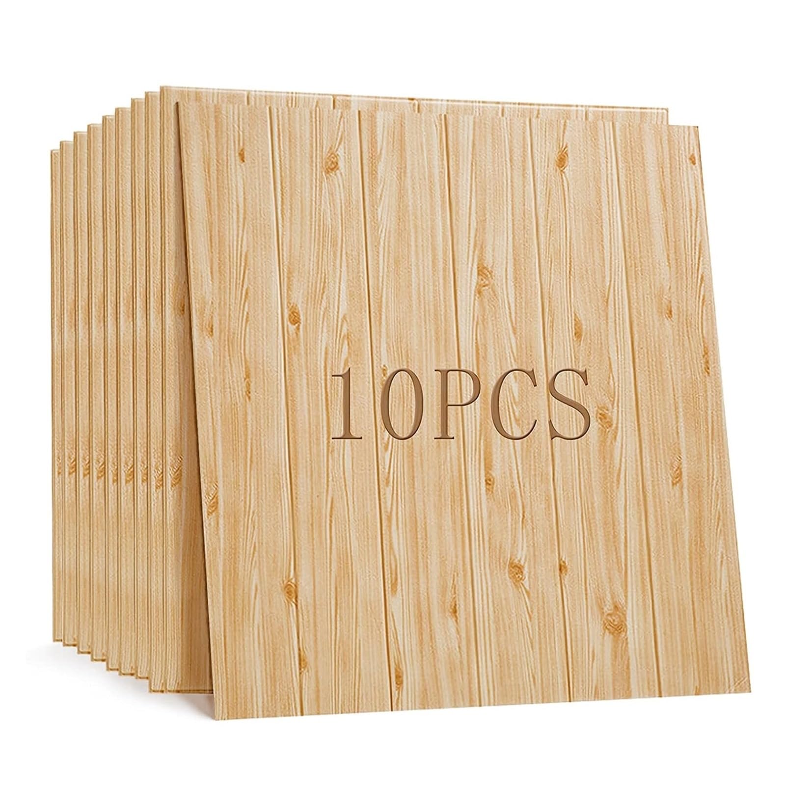 Papel Tapiz 3D de Grano de Madera de 10 Piezas, Paneles de Pared autoadhesivos, Pared Decorativa con Efecto de Madera for Sala de Estar, Dormitorio, Cocina (Color : Natural)