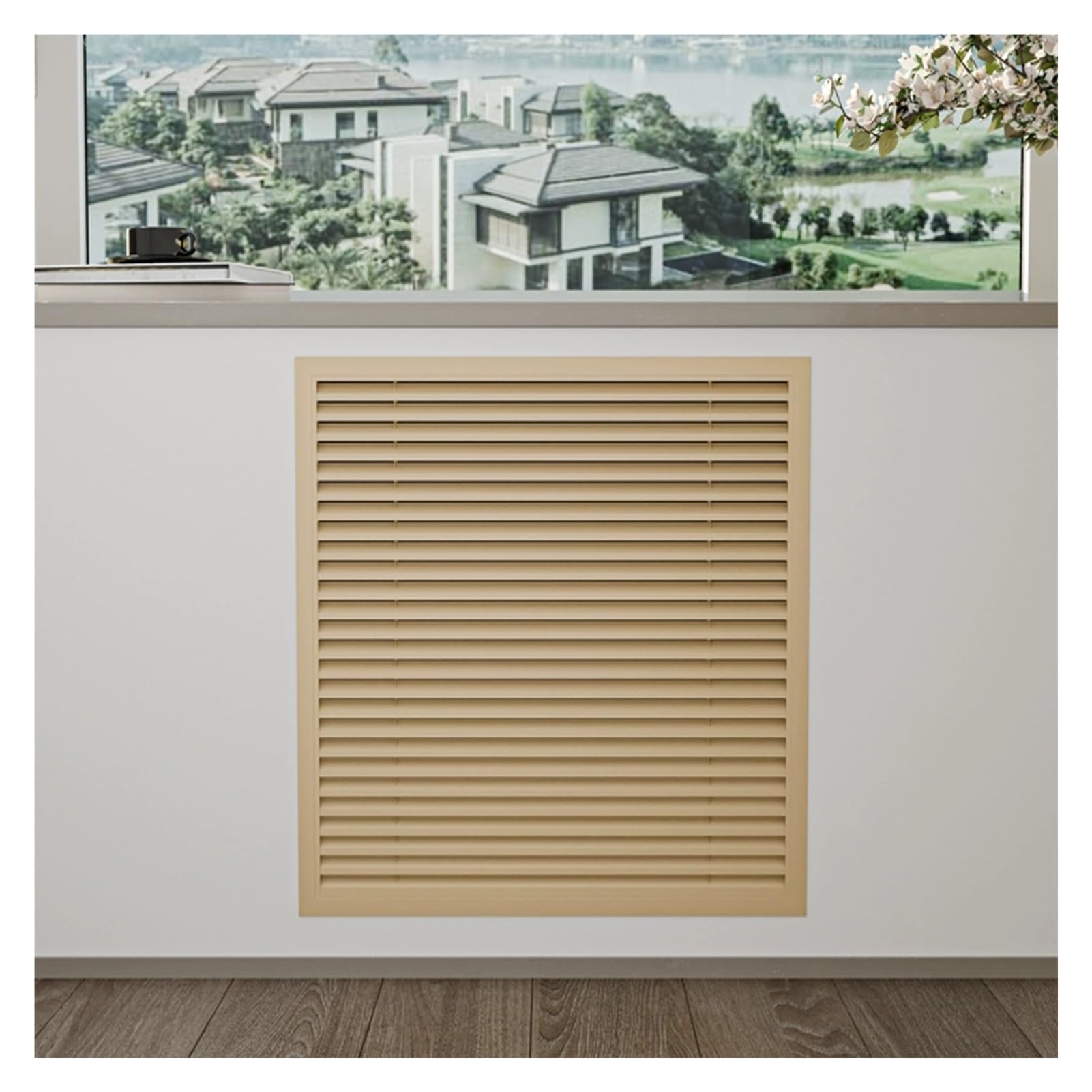 Cubreradiador moderno de diseño rústico con panel de nido de abeja