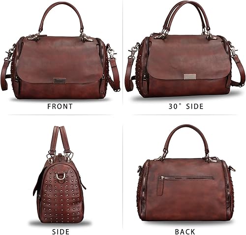 Miniatura 5 de Bolso bandolera de cuero genuino para mujer, estilo vintage, hecho a mano, bandolera