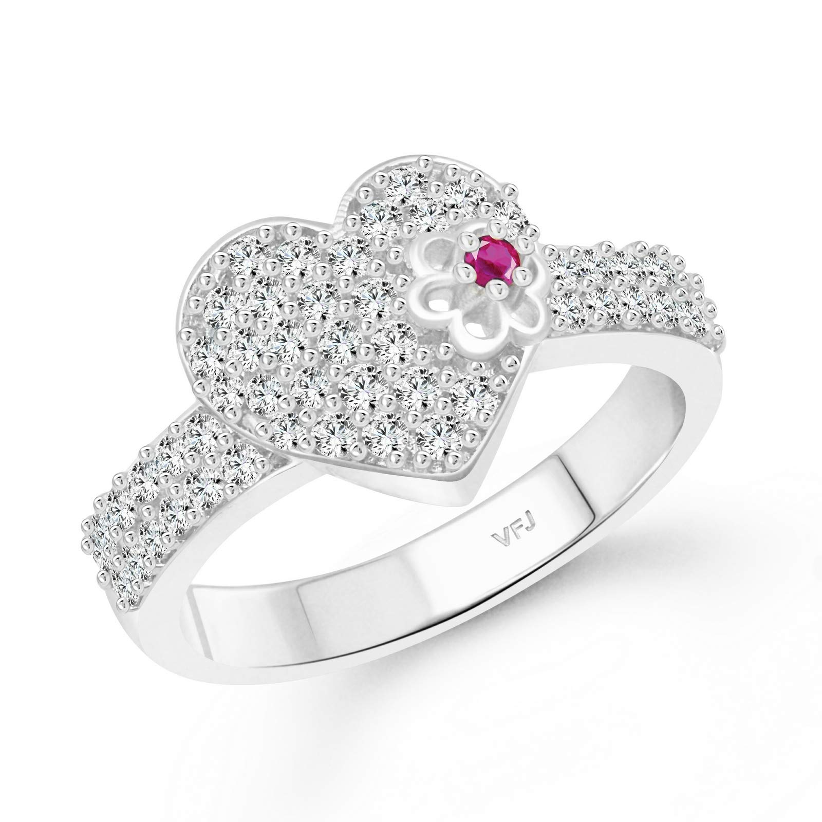 Vighnaharta Rhodium Plated Alloy and Cubic Zirconia Sweet Flory Heart Ring for Women & Girls (White) (B07L8JH197) Amazon Price History, Amazon Price Tracker
