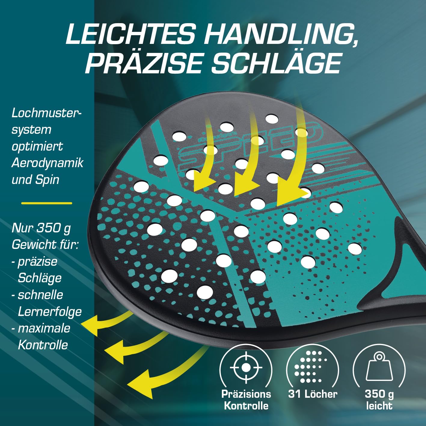 #DoYourSports Padel Schläger Set | Padelschläger & Padel Racket Starterset, 2 leichte Schläger für Padeltennis mit Ball & Netz | Rutschfester Grip ideal für Training & Freizeit