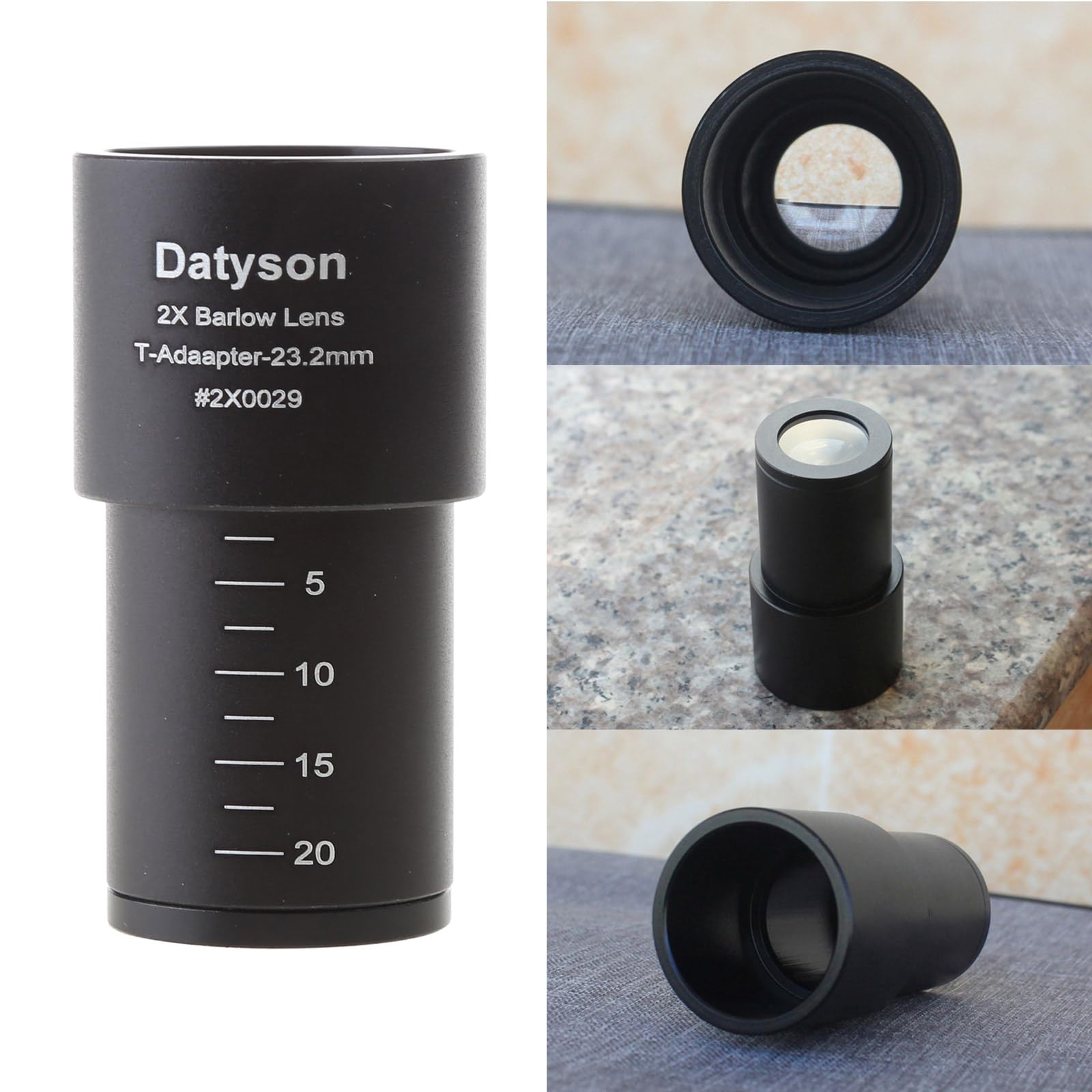 kobeIeen Microscope 2X Lens for 23.2mm Mount Port Biological Microscope Full Metal Aluminum Lens Optical Glass Lens