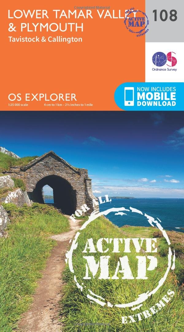 Lower Tamar Valley & Plymouth Map | Weatherproof | Tavistock & Callington | Ordnance Survey | OS Explorer Active Map 108 | England | Walks | Hiking | Maps | Adventure