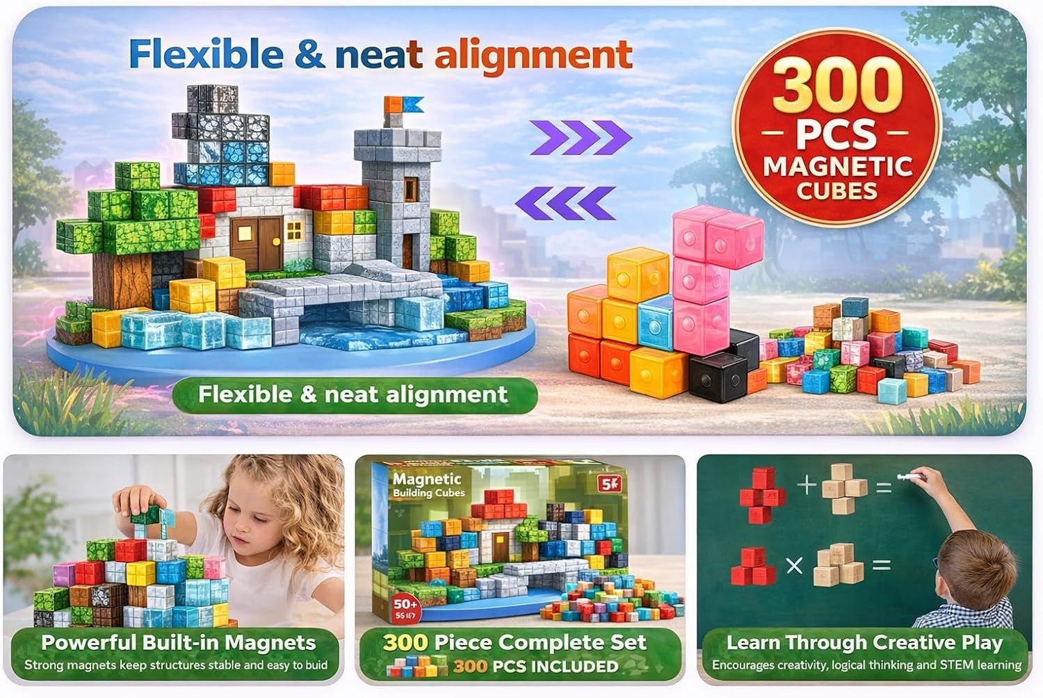 Kids Playing with Magnetic Cubes