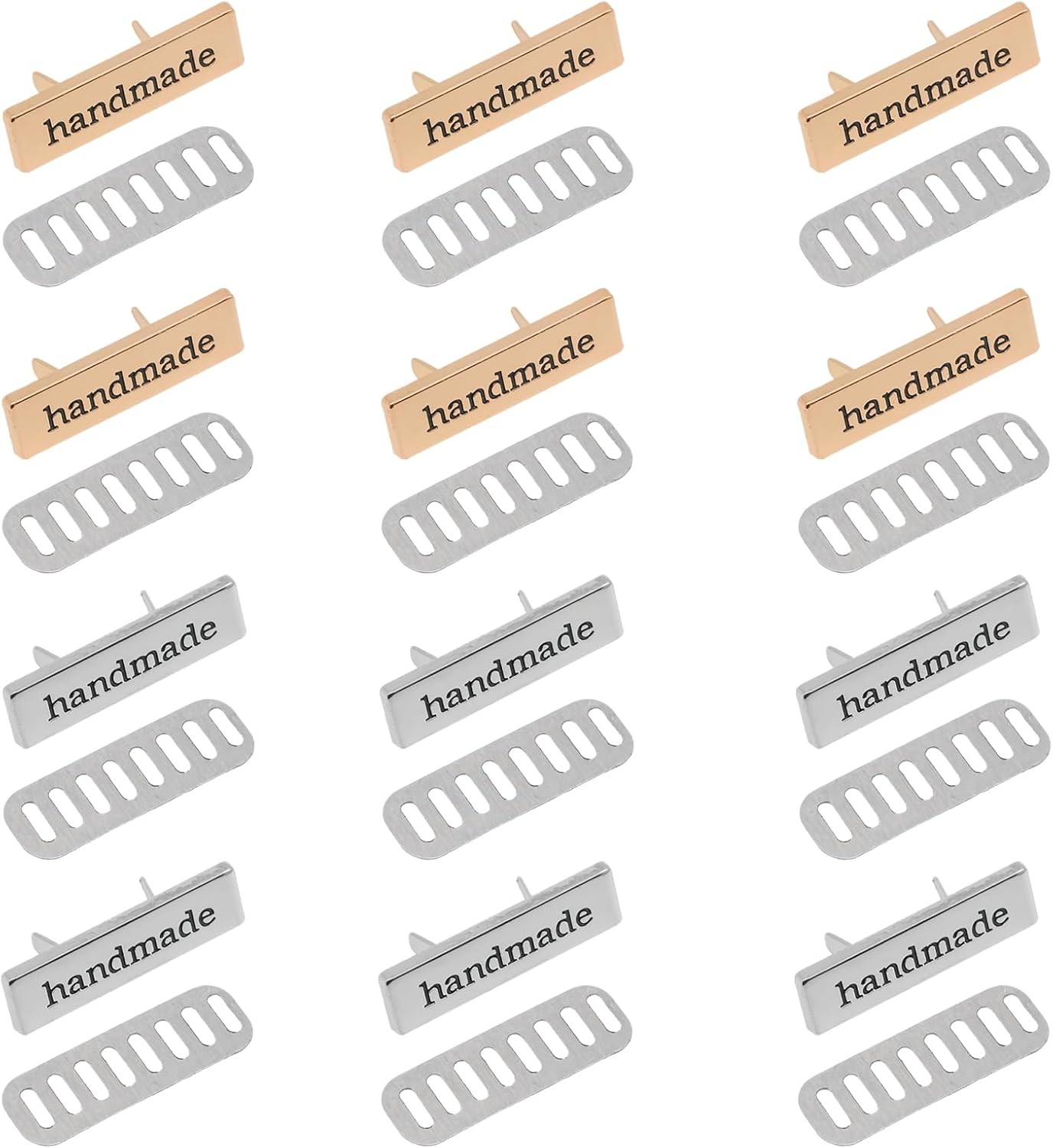 Corfrago 12Pcs Handmade Metal Labels 1.3"x 0.3", 6 Gold & 6 Silver