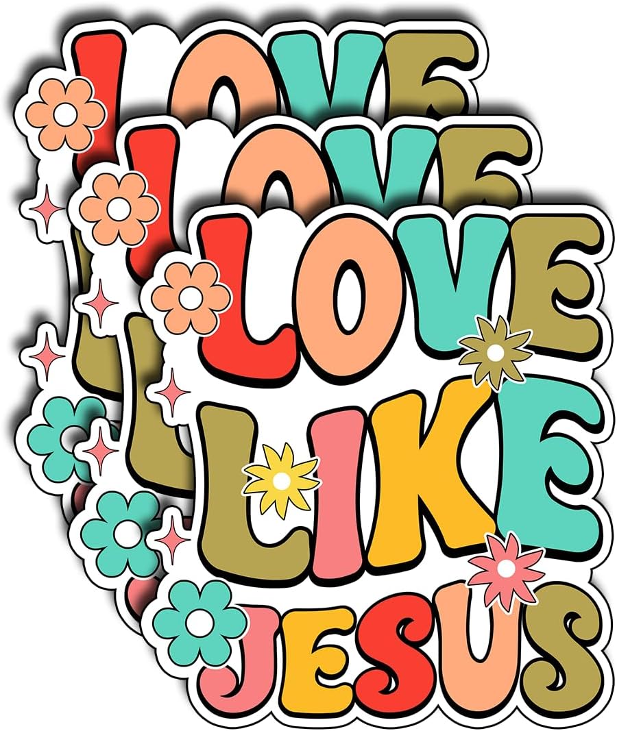 (3Pcs) Love Like Jesus Stickers Christian Inspirational Bible Verse Quote Religious Scripture Gifts Waterproof Vinyl Decal Kindle Water Bottle Bumper Car Hard Hat Phone Laptop - 2.5x3